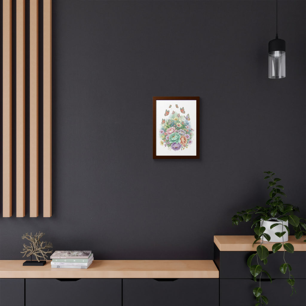 Floral Bouquet & Butterflies Framed Poster