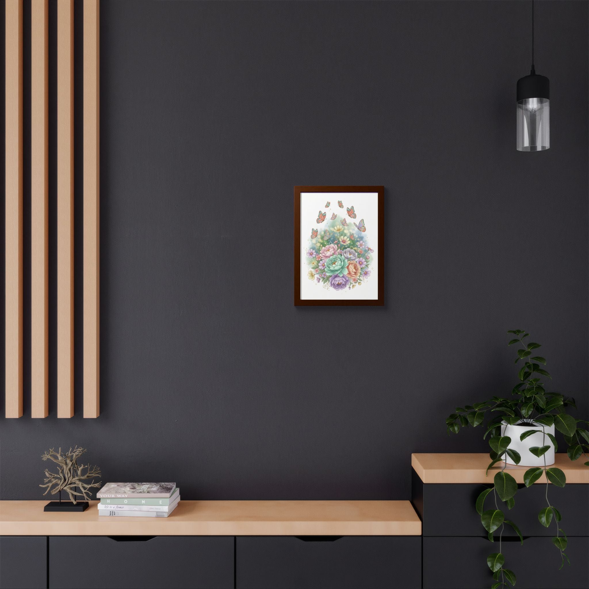 Floral Bouquet & Butterflies Framed Poster