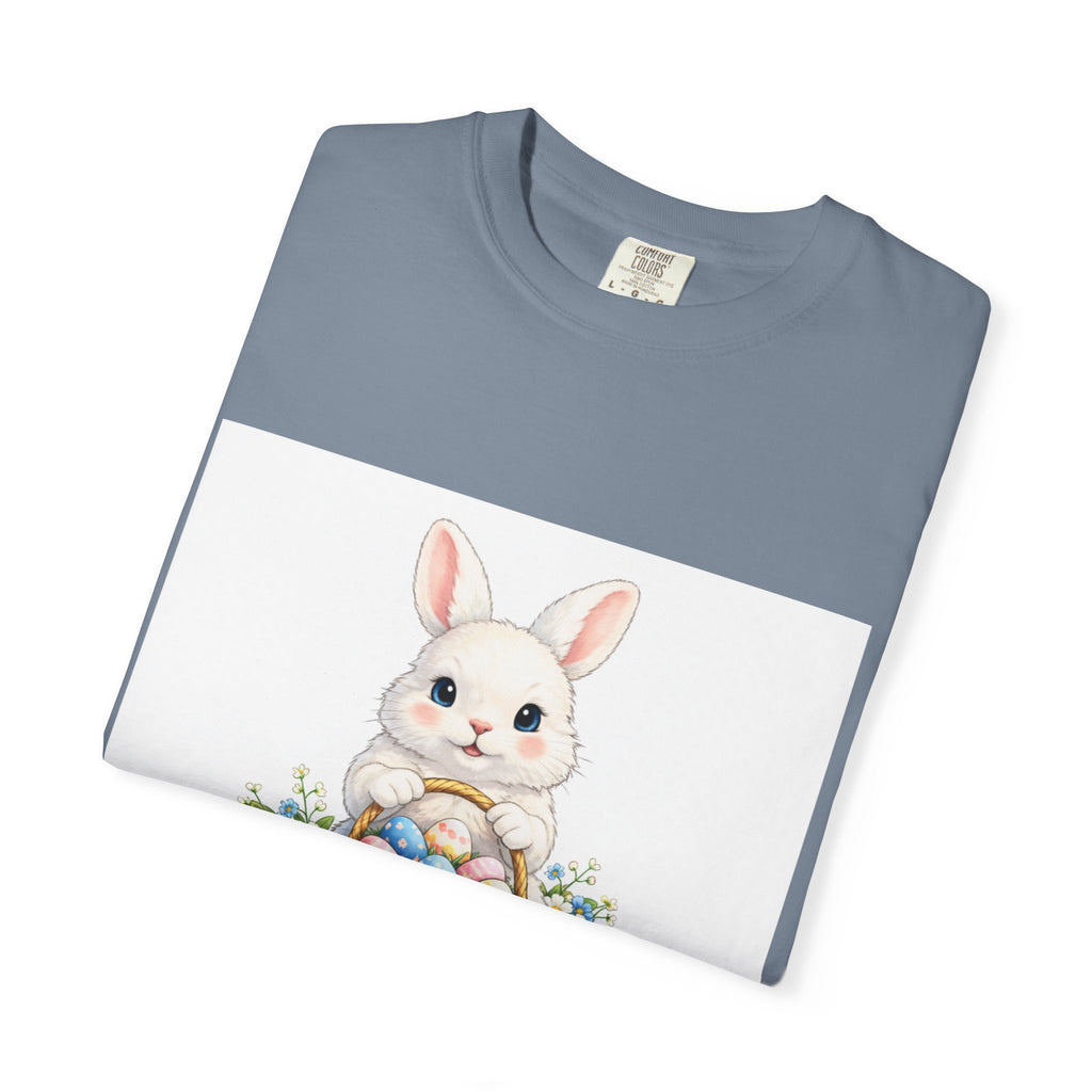 Easter Bunny T-Shirt — "Happy Easter" Cute Bunny with Egg Basket