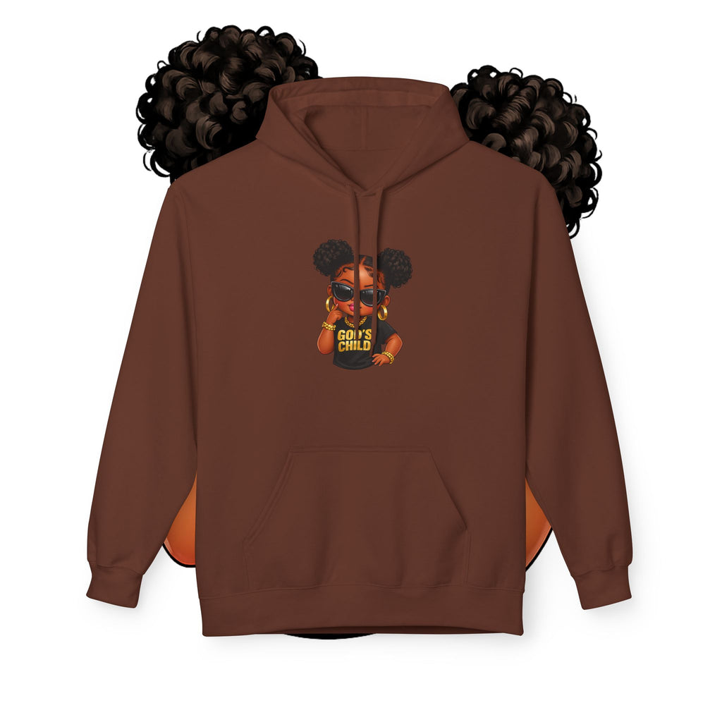 Hoodie — 'Black Girl Magic' Kid with Puffs Graphic White Hoodie