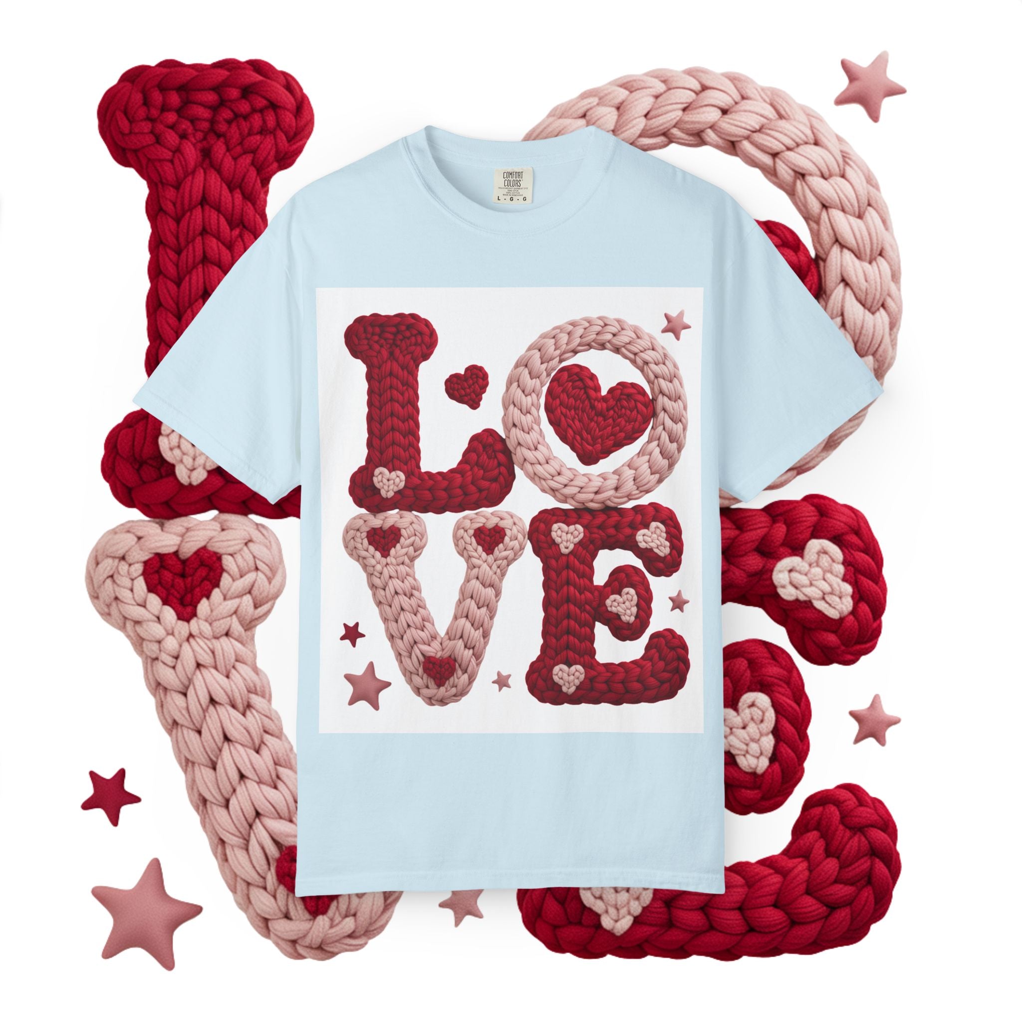 Love Knit Graphic T-Shirt — Valentine’s Day Heart Design