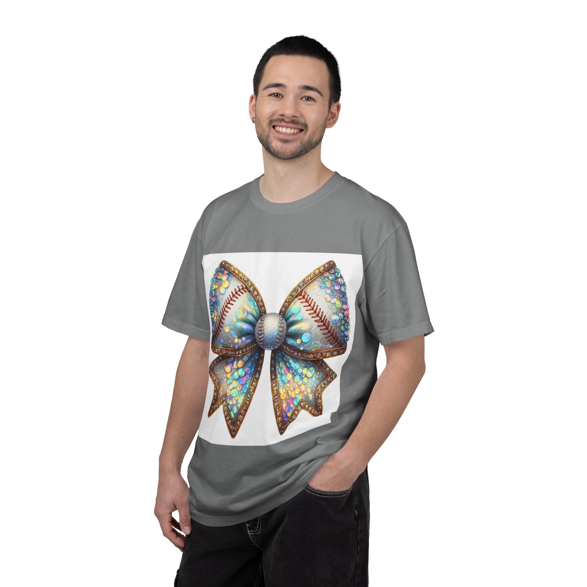 Sequin Bow Graphic T-Shirt — Shimmering Ribbon Art Tee