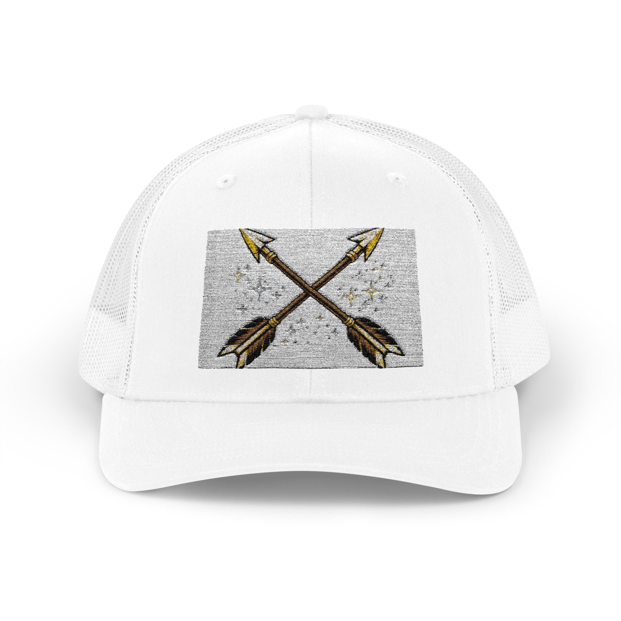 Arrow Cross Trucker Cap — Rustic Tribal Arrow Snapback Hat