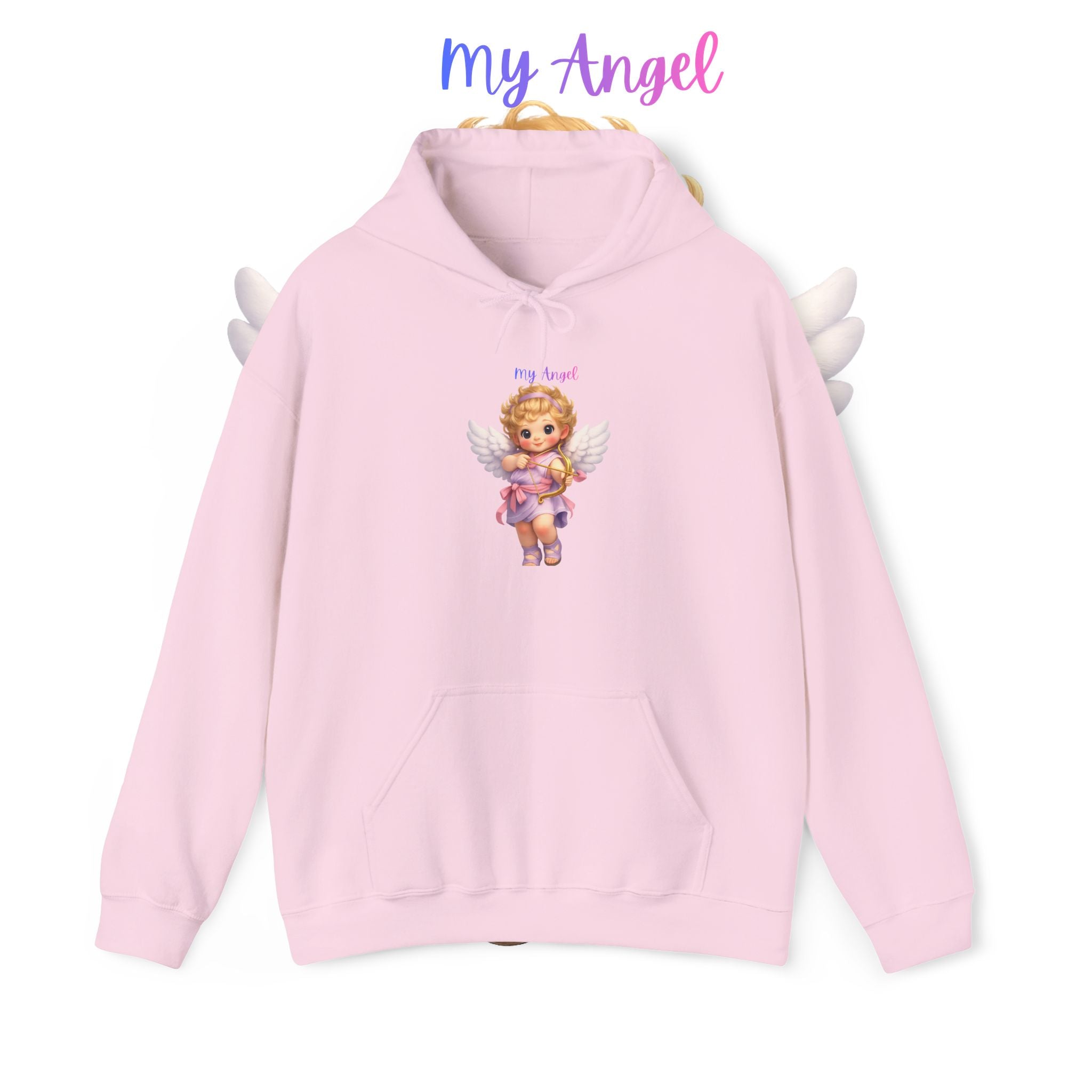 Angel Cherub Hoodie — 'Pray Hard' Cute Vintage Baby Angel Pullover