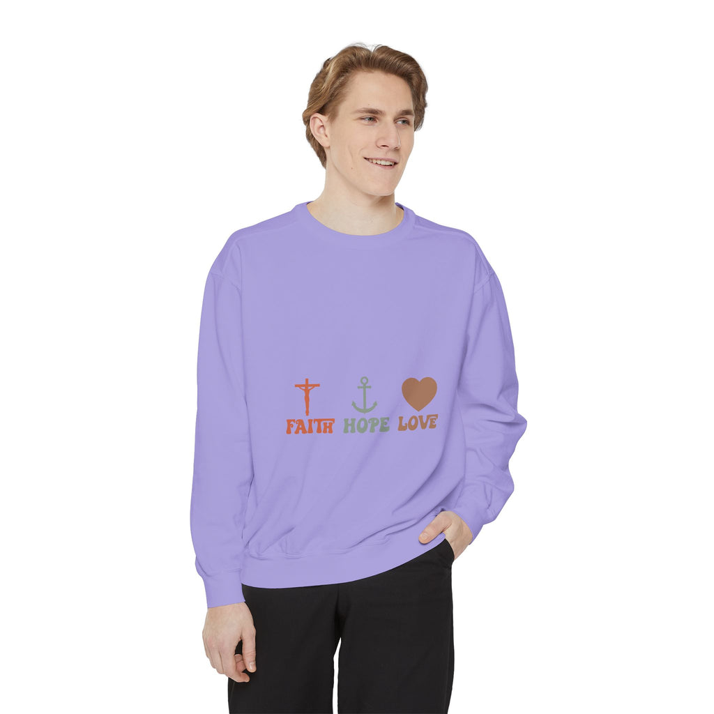 Faith Hope Love Sweatshirt — Christian Anchor Cross Heart Crewneck
