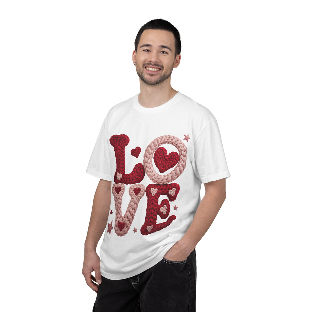 Love Knit Graphic T-Shirt — Valentine’s Day Heart Design