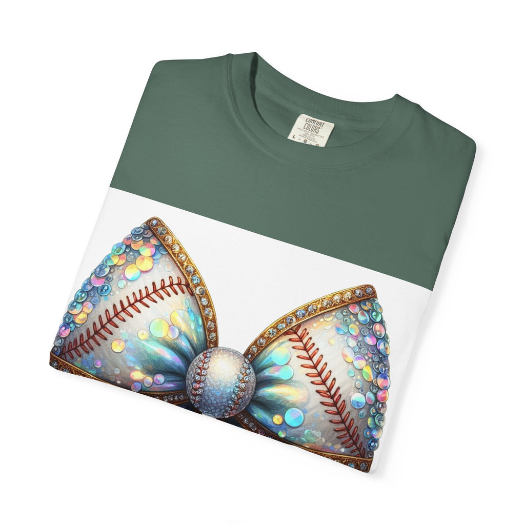 Sequin Bow Graphic T-Shirt — Shimmering Ribbon Art Tee