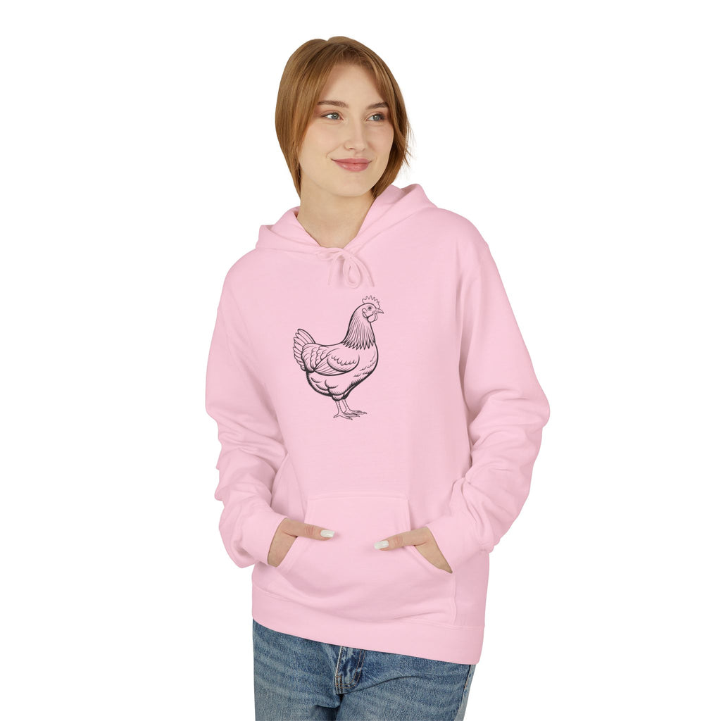 Chicken Line Art Hoodie — Minimal Farmhouse Poultry Graphic