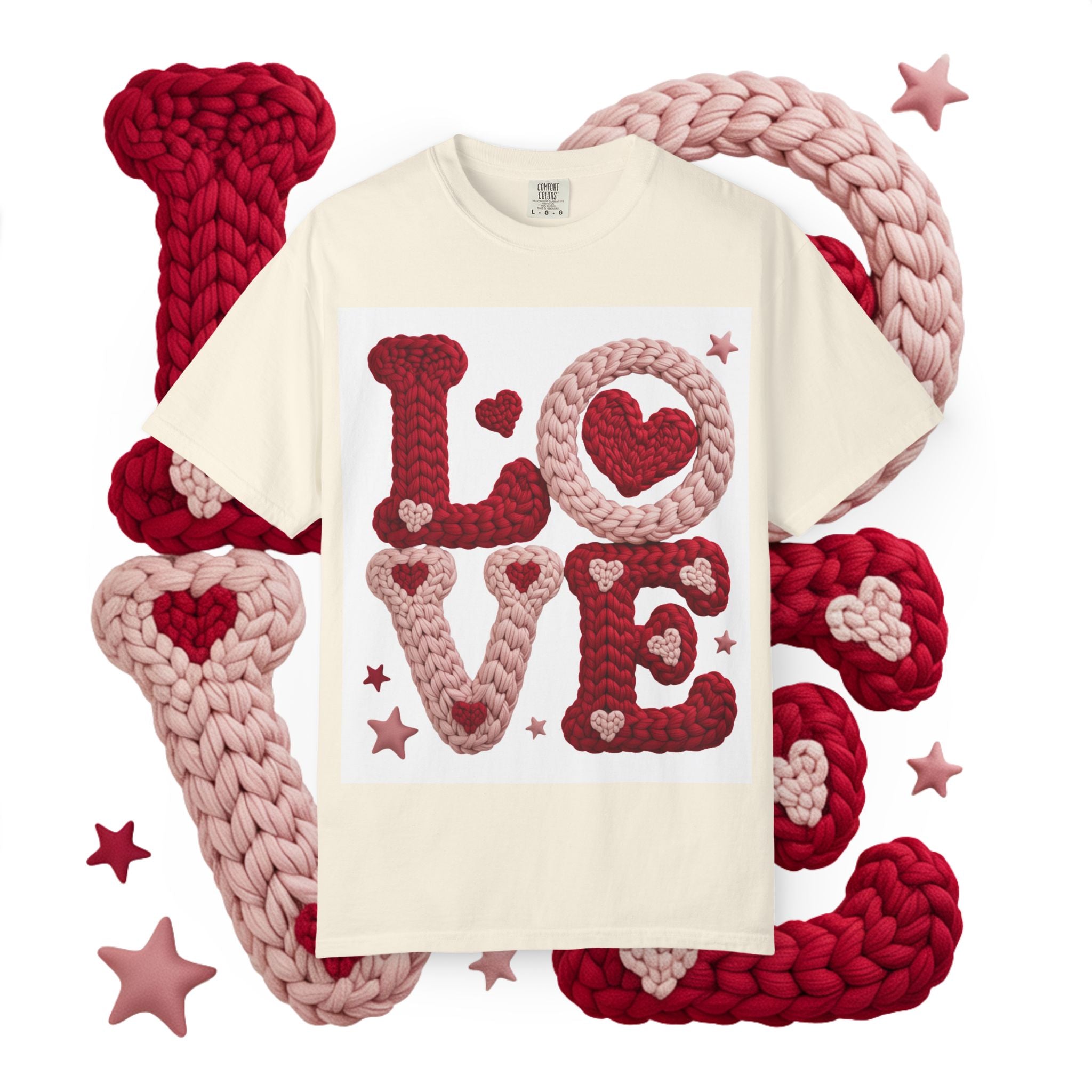 Love Knit Graphic T-Shirt — Valentine’s Day Heart Design