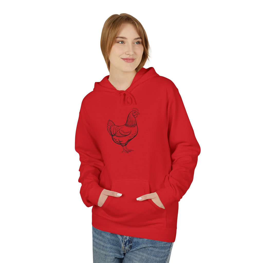 Chicken Line Art Hoodie — Minimal Farmhouse Poultry Graphic