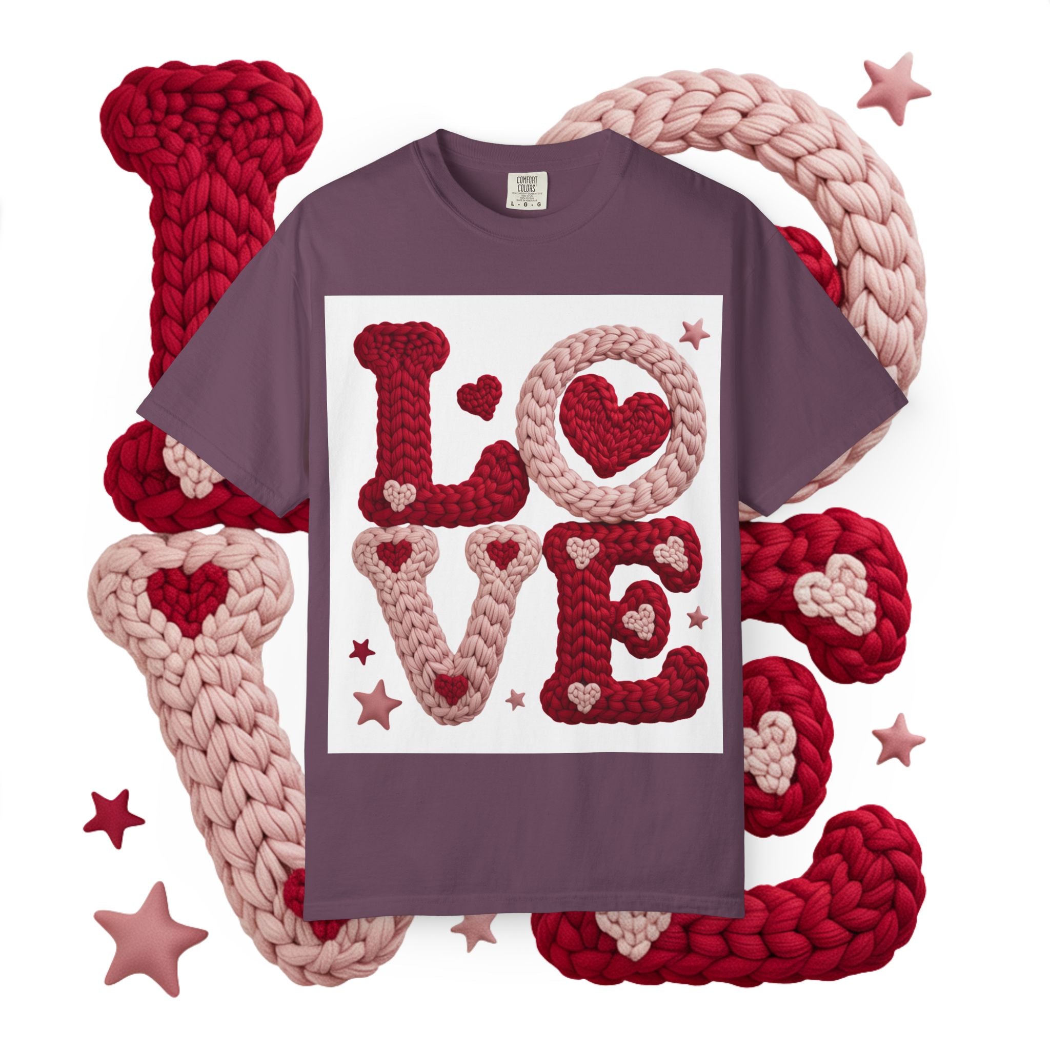 Love Knit Graphic T-Shirt — Valentine’s Day Heart Design