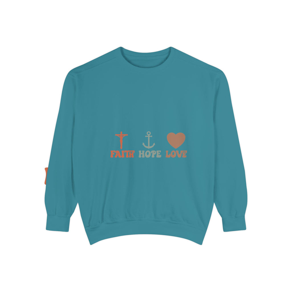 Faith Hope Love Sweatshirt — Christian Anchor Cross Heart Crewneck