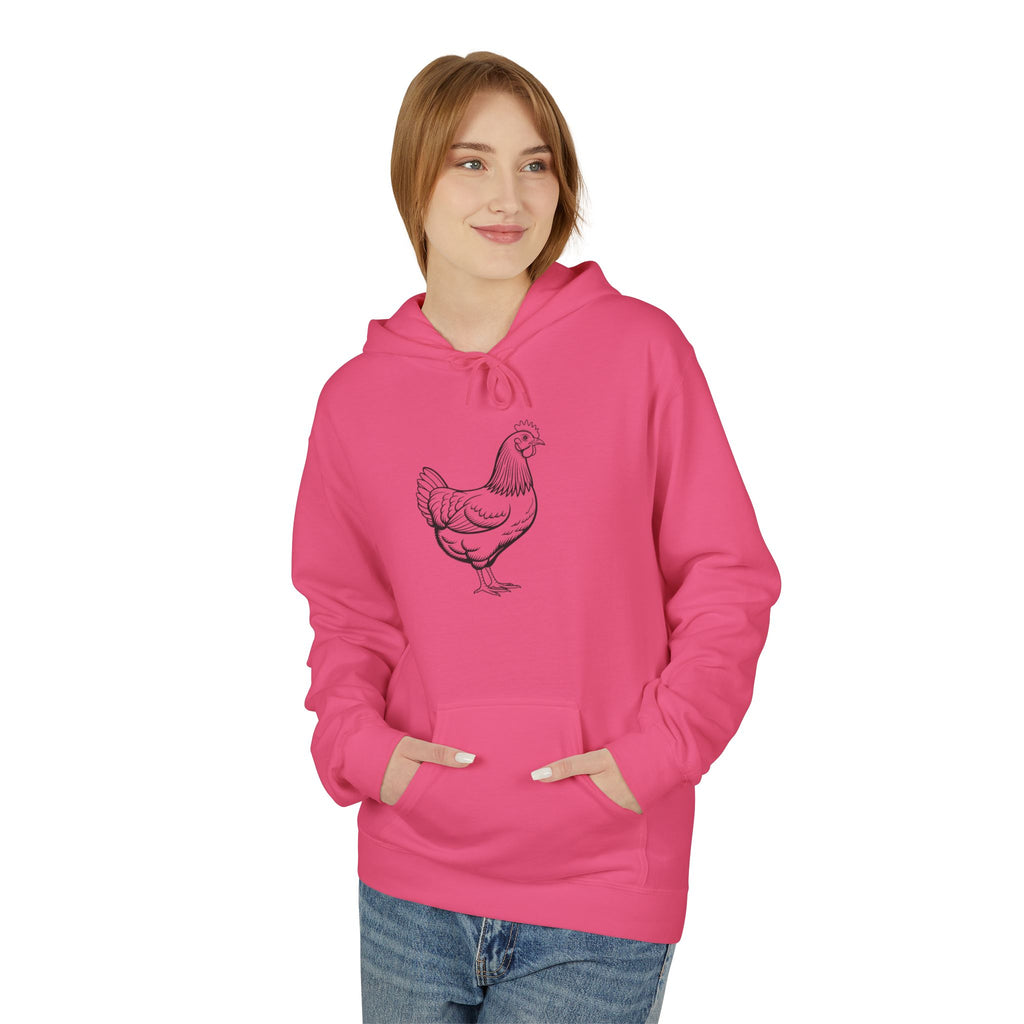 Chicken Line Art Hoodie — Minimal Farmhouse Poultry Graphic
