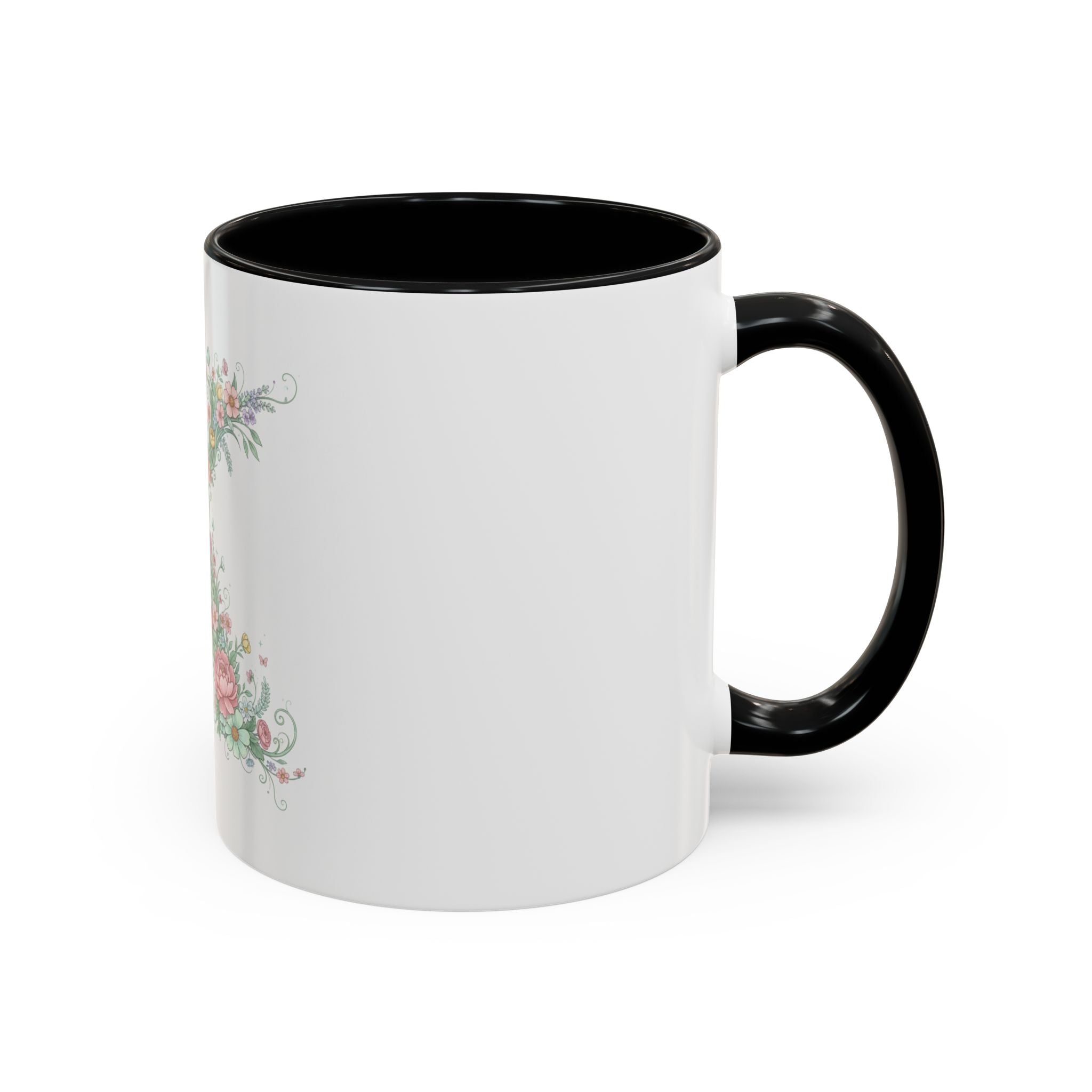 Floral Monogram 'K' Accent Coffee Mug — Elegant Initial Gift (11oz, 15oz)