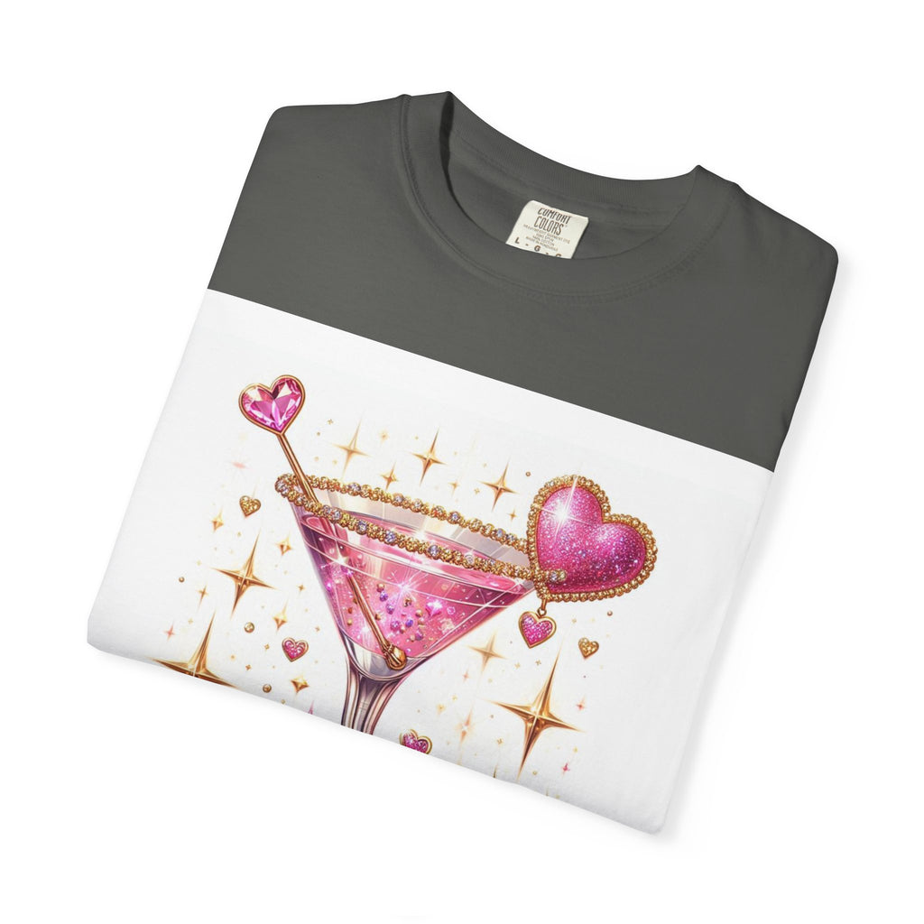 Sparkling Pink Martini T-Shirt — Glitter Cocktail Graphic Tee