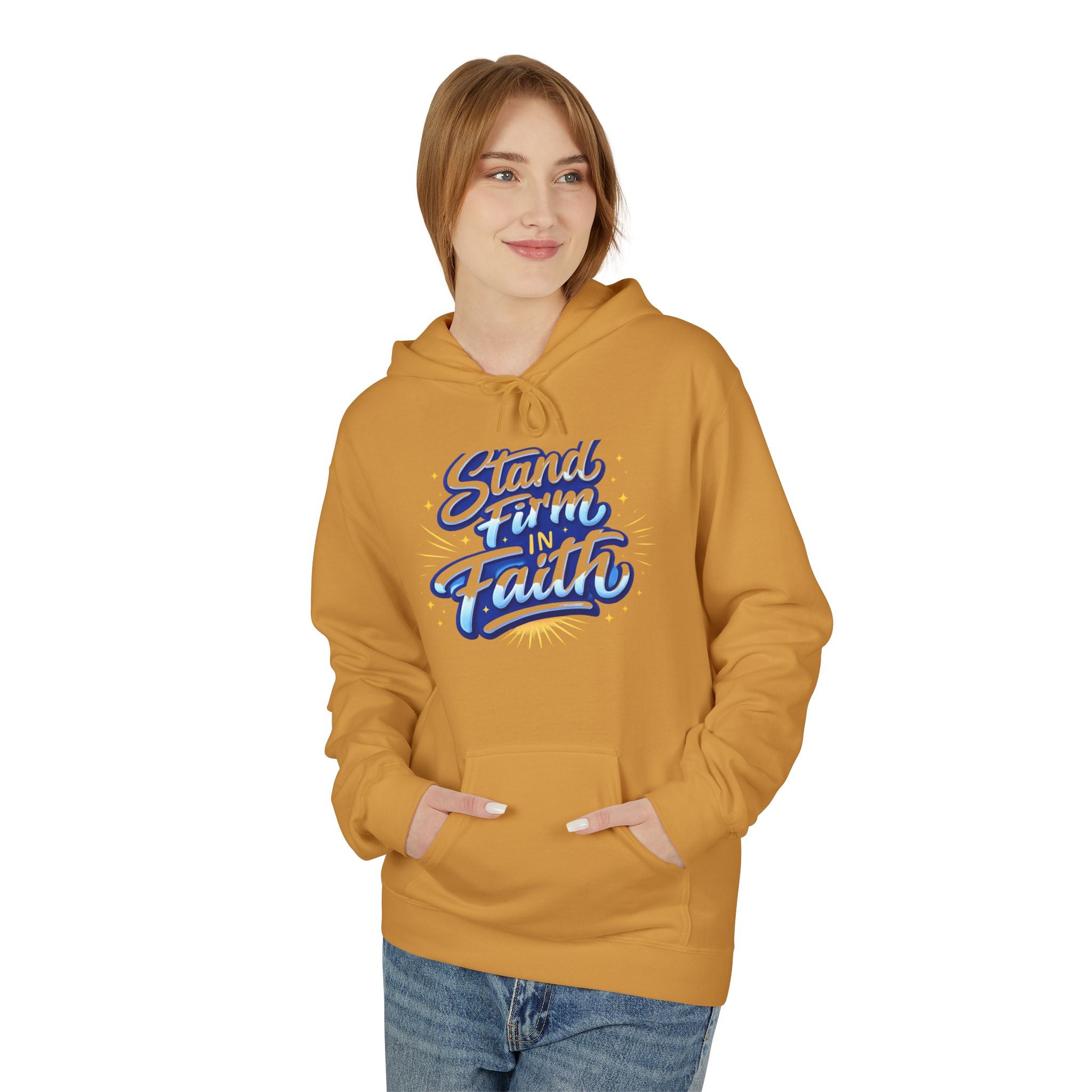 Stand Firm Faith Hoodie — Inspirational Christian Script Pullover