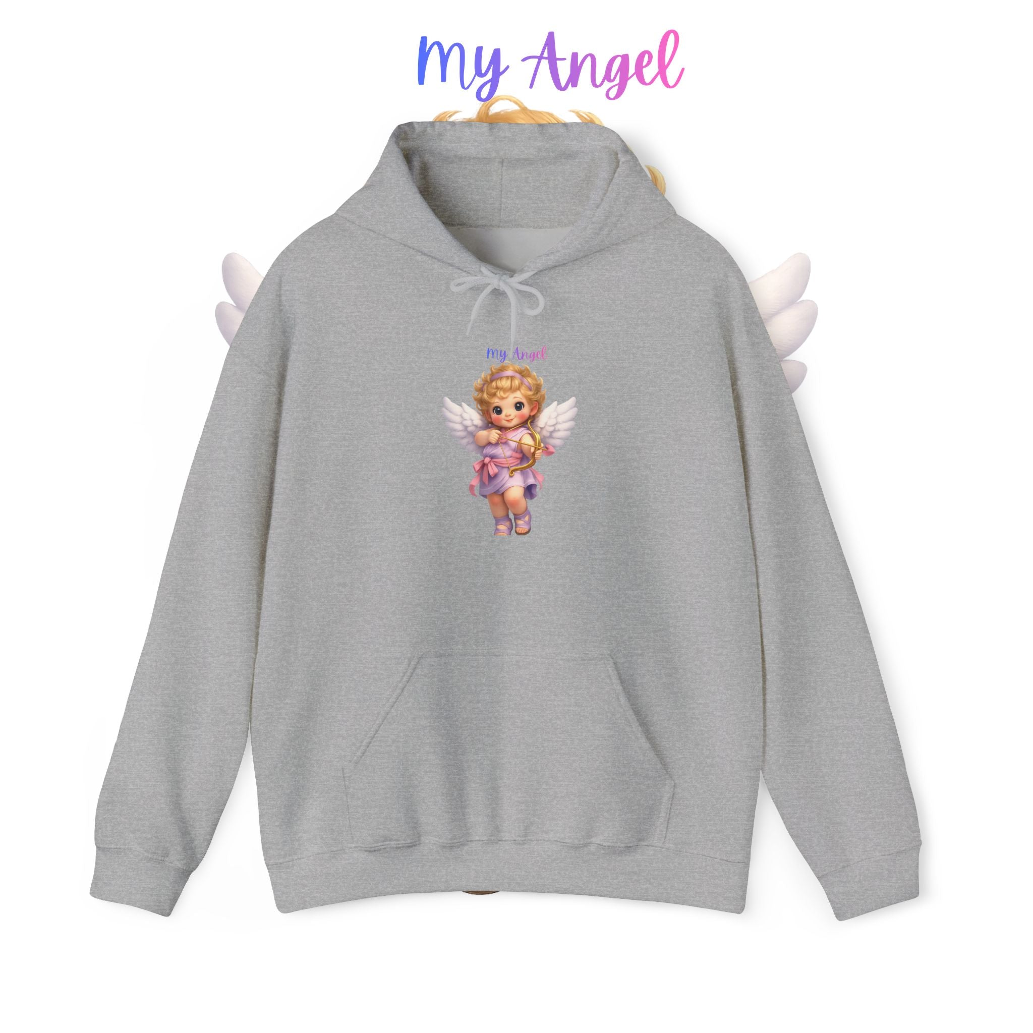 Angel Cherub Hoodie — 'Pray Hard' Cute Vintage Baby Angel Pullover