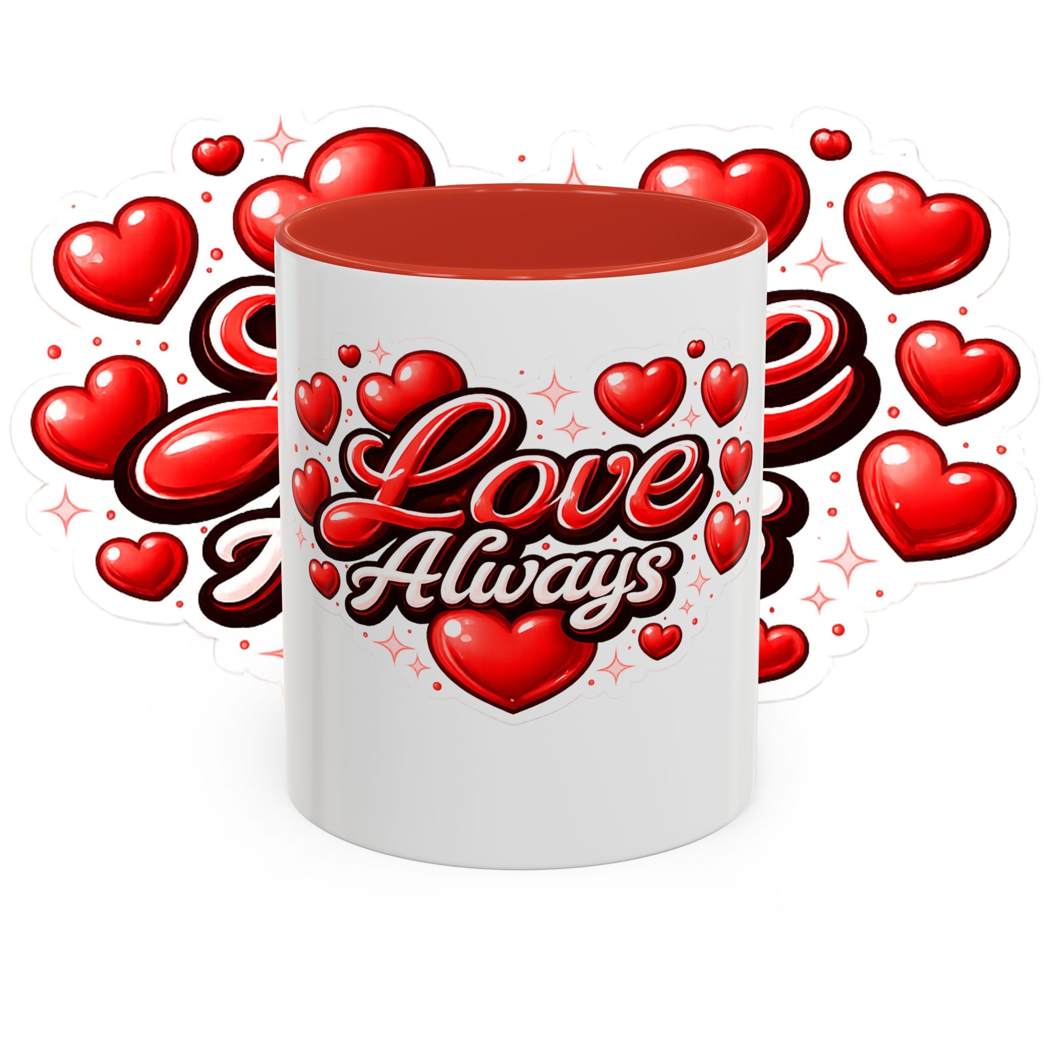 Love Always Coffee Mug — Romantic Heart Accent Mug (11/15oz)