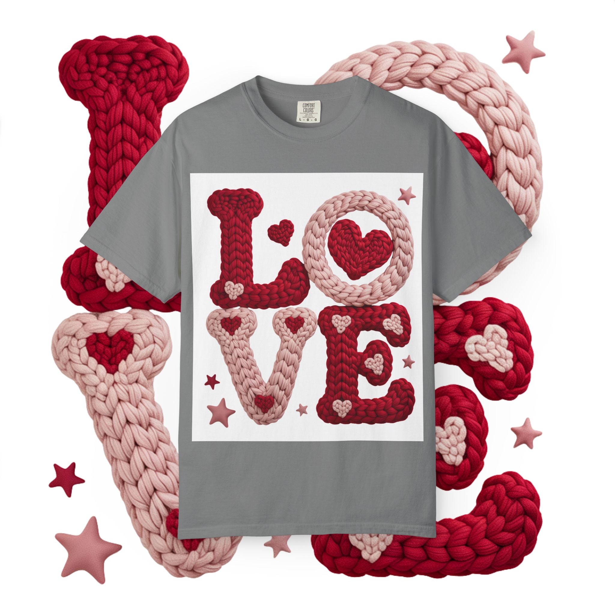 Love Knit Graphic T-Shirt — Valentine’s Day Heart Design