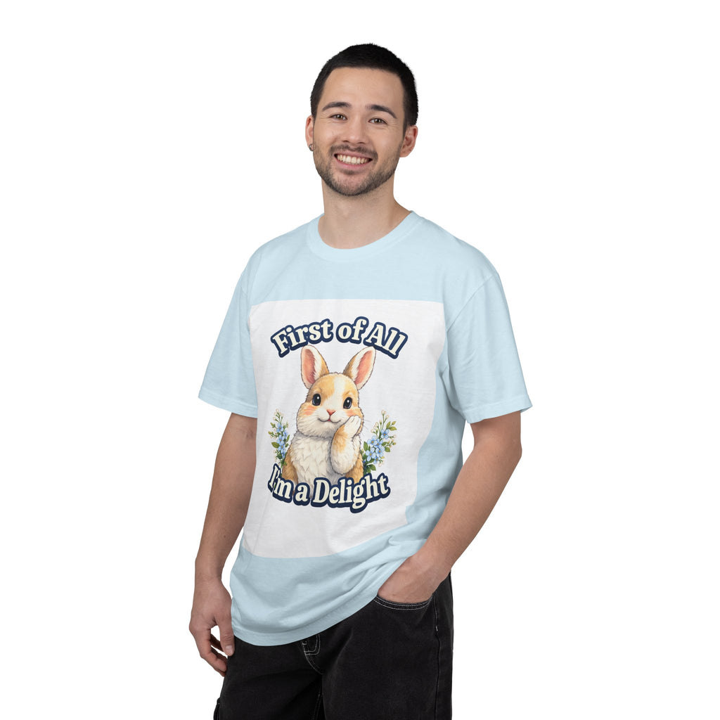 Bunny Graphic T-Shirt — "First of All I’m a Delight" Cute Rabbit Tee