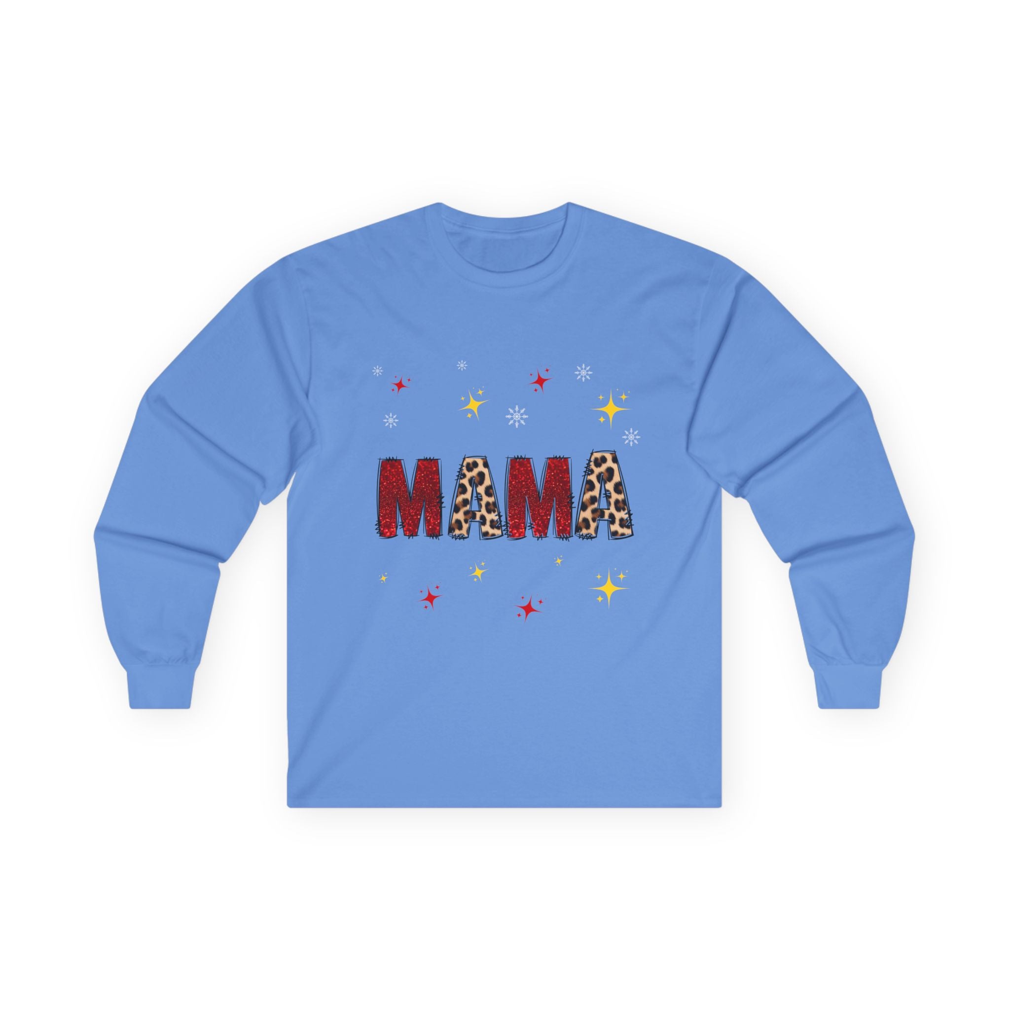 Mama Leopard Print Long Sleeve Tee — Cute Sparkle Mother's Day Shirt