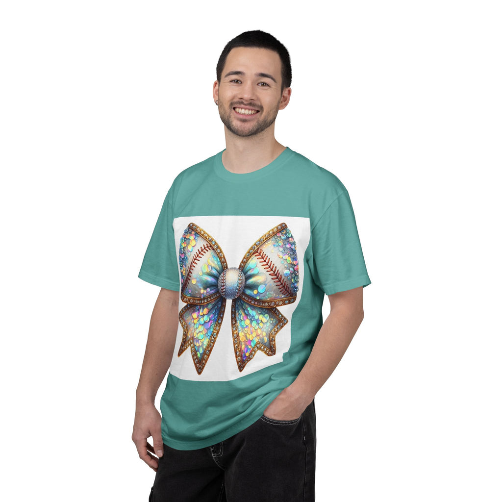Sequin Bow Graphic T-Shirt — Shimmering Ribbon Art Tee