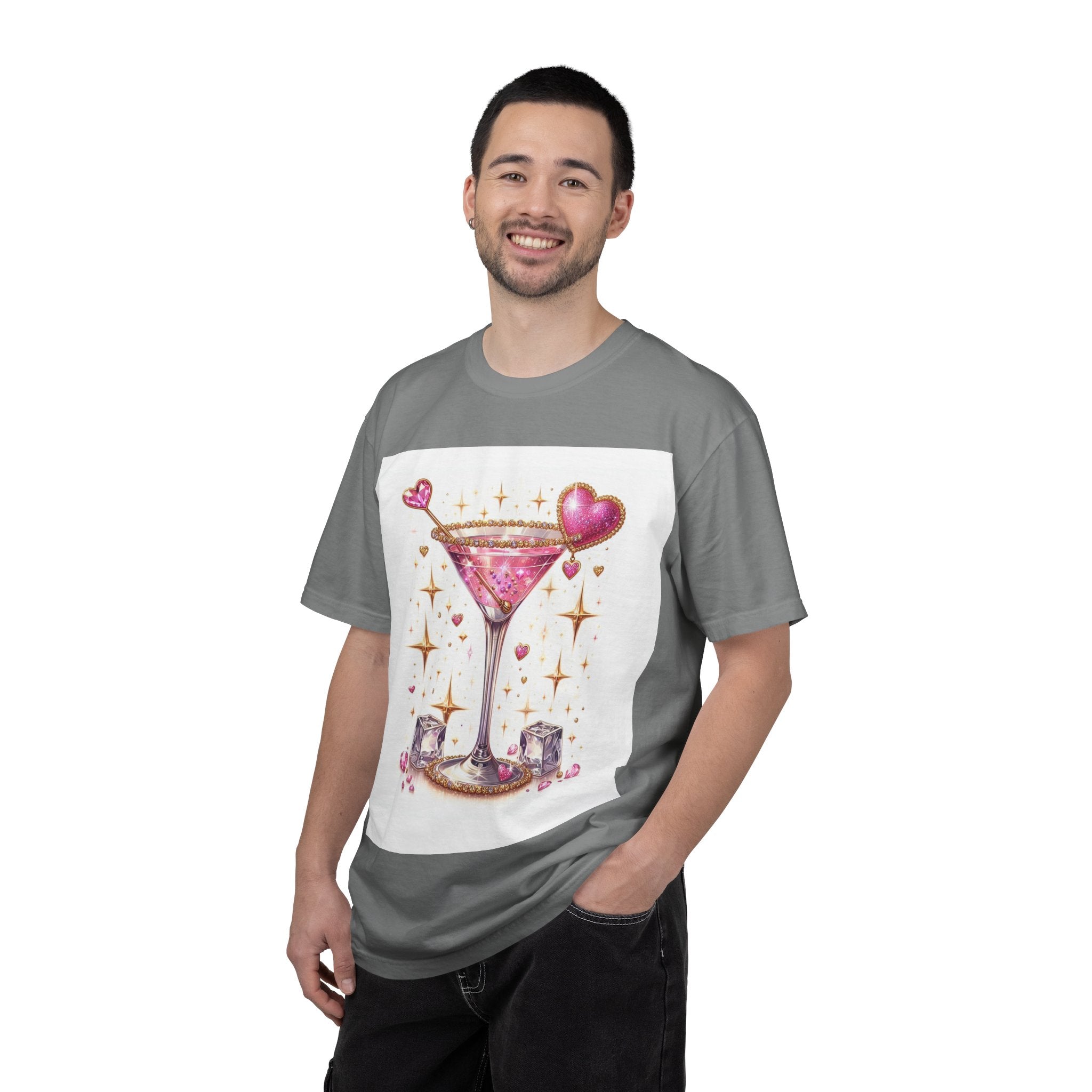 Sparkling Pink Martini T-Shirt — Glitter Cocktail Graphic Tee