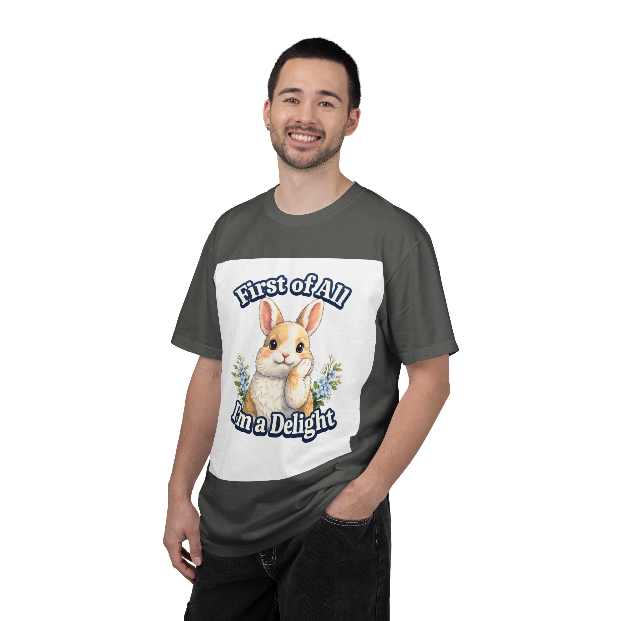 Bunny Graphic T-Shirt — "First of All I’m a Delight" Cute Rabbit Tee