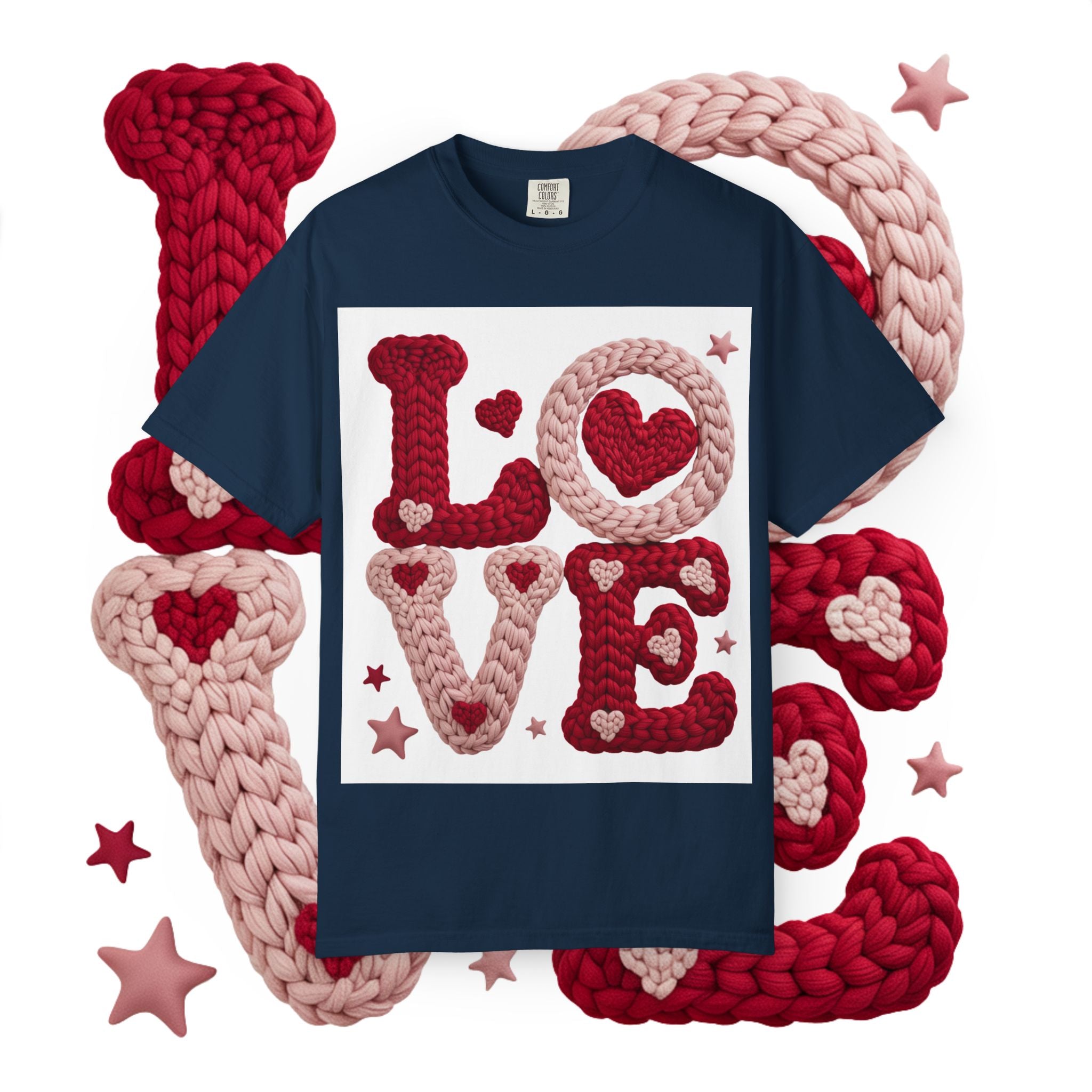 Love Knit Graphic T-Shirt — Valentine’s Day Heart Design