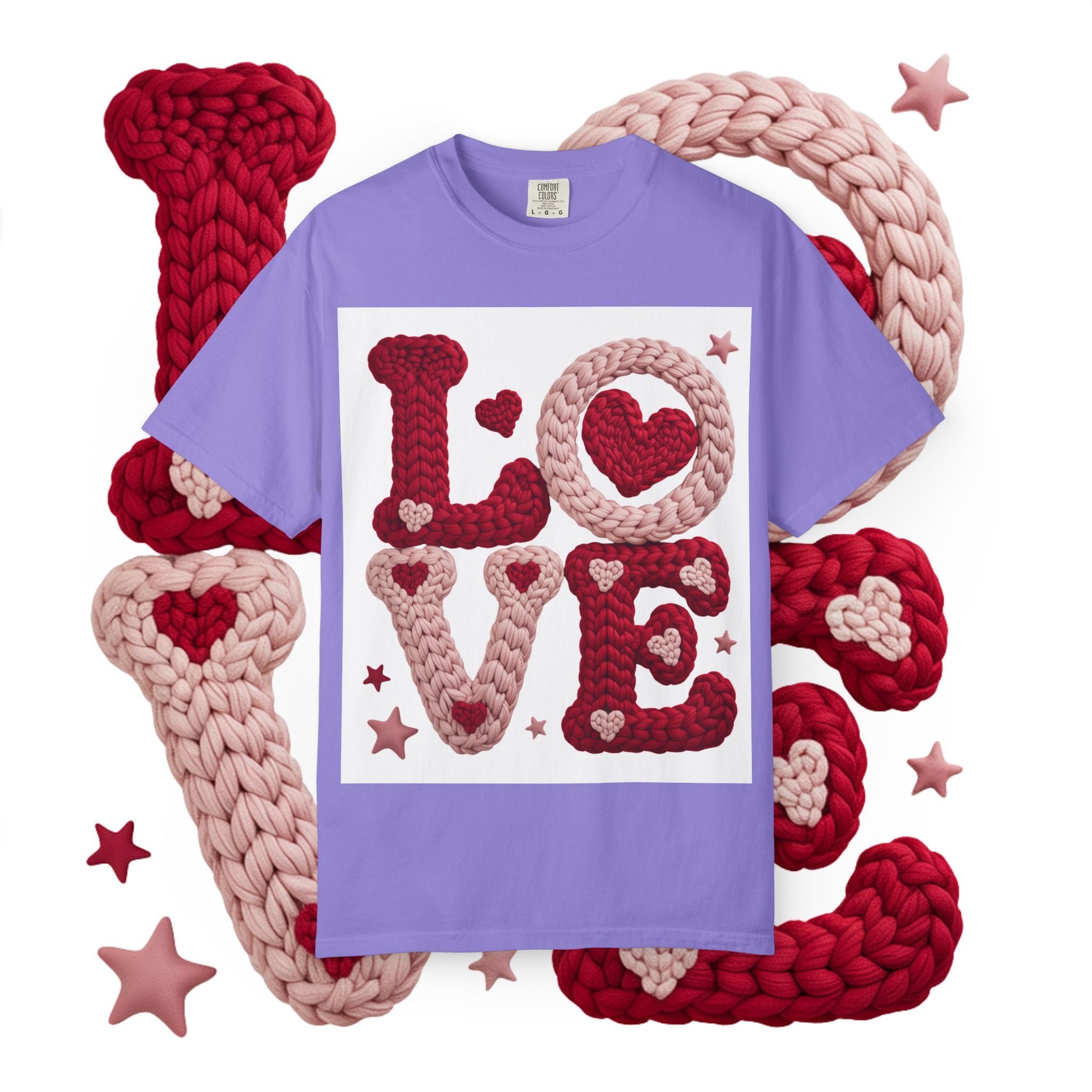 Love Knit Graphic T-Shirt — Valentine’s Day Heart Design