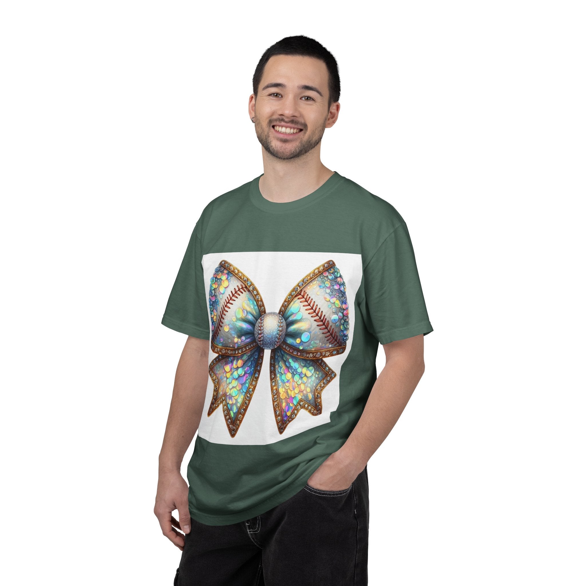 Sequin Bow Graphic T-Shirt — Shimmering Ribbon Art Tee