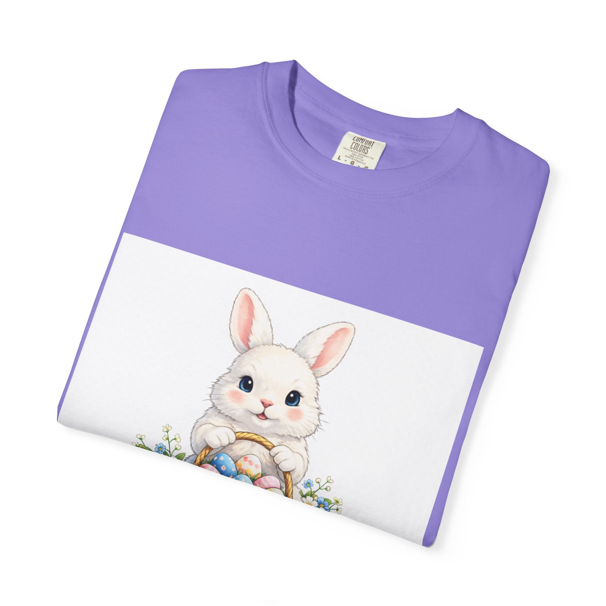 Easter Bunny T-Shirt — "Happy Easter" Cute Bunny with Egg Basket