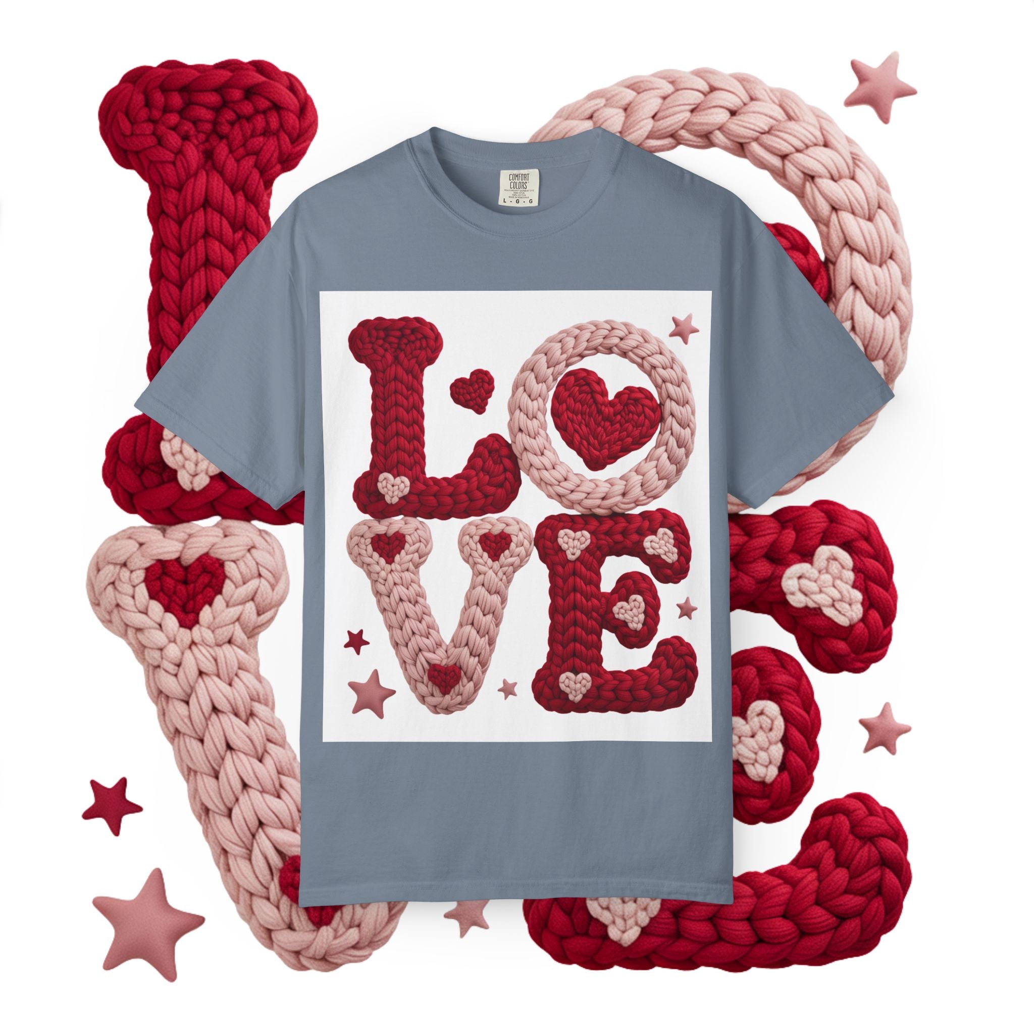 Love Knit Graphic T-Shirt — Valentine’s Day Heart Design