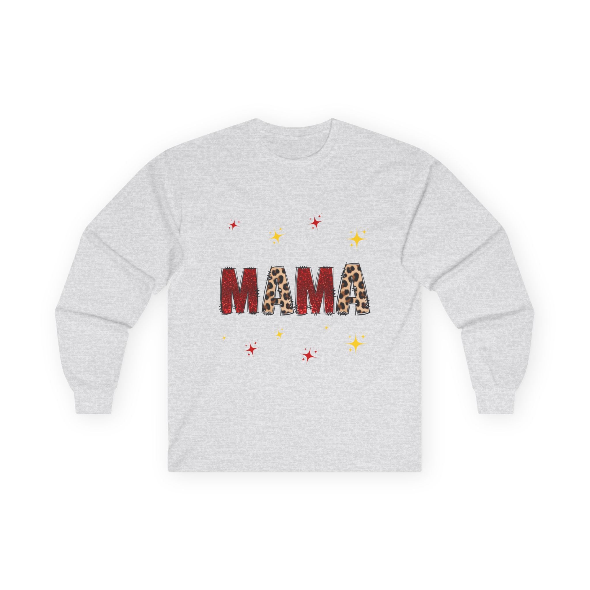 Mama Leopard Print Long Sleeve Tee — Cute Sparkle Mother's Day Shirt