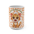 Cat Mug - "Morning Brings Meow Possibilities" 15oz Cute Orange Kitty Paw Print Coffee Cup