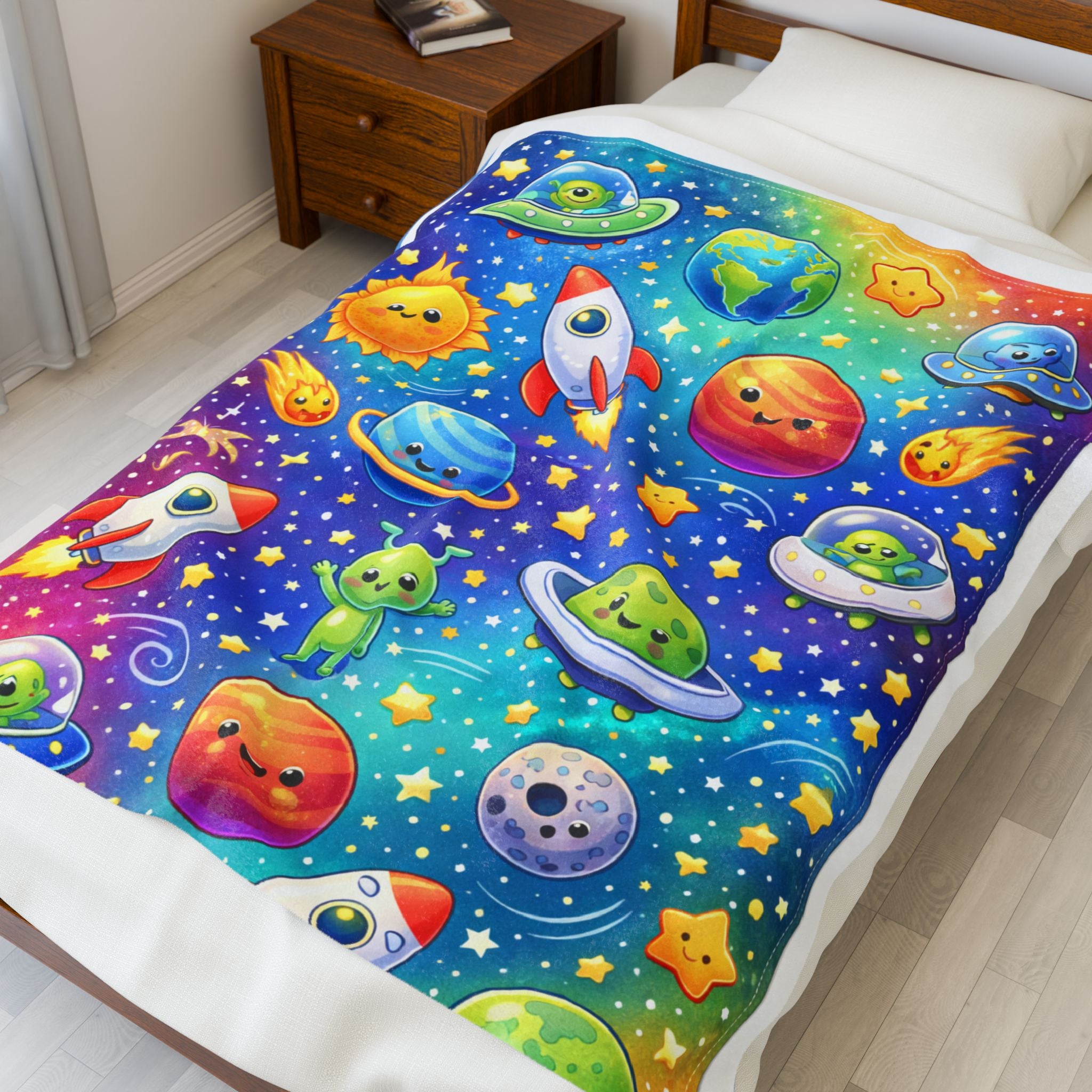 Plush Blanket — Colorful Bubble Galaxy Design Velveteen Throw
