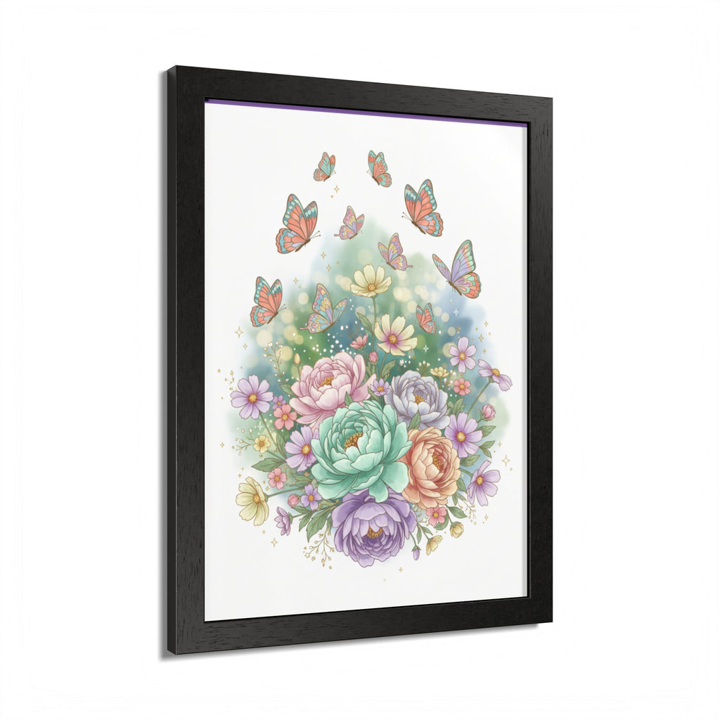 Floral Bouquet & Butterflies Framed Poster