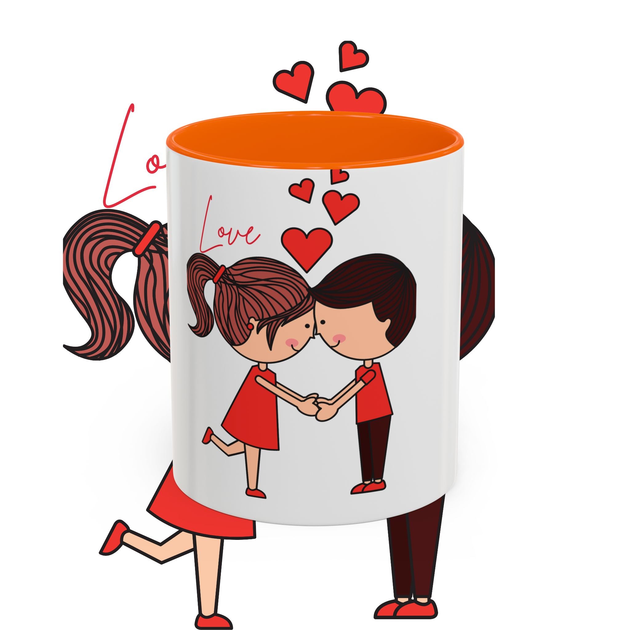 Love Couple Accent Coffee Mug — Cute Romantic Cartoon Mug (11/15oz)