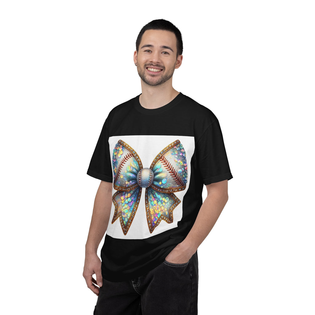 Sequin Bow Graphic T-Shirt — Shimmering Ribbon Art Tee