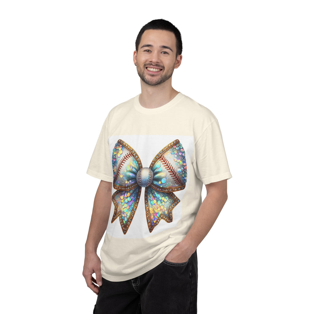 Sequin Bow Graphic T-Shirt — Shimmering Ribbon Art Tee