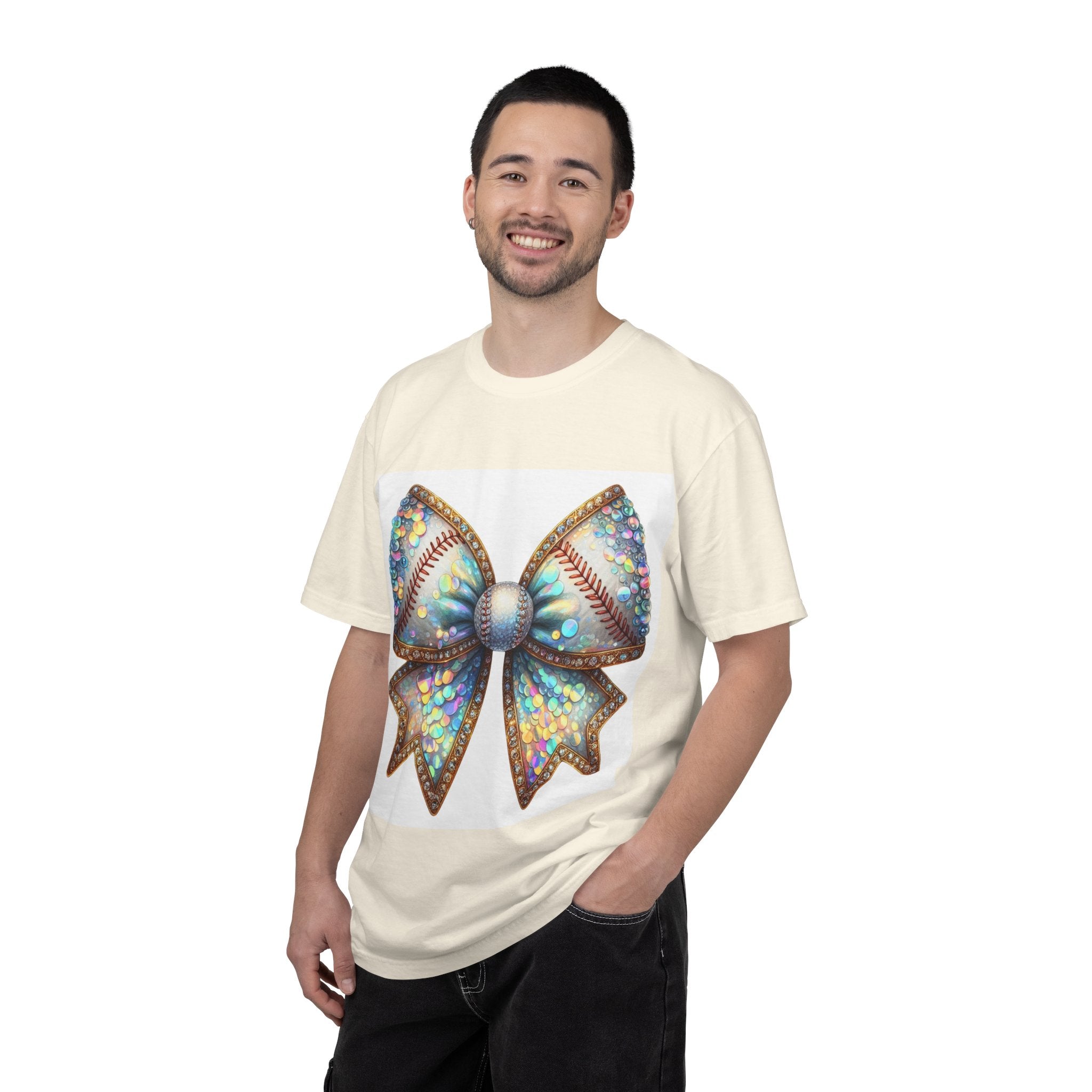 Sequin Bow Graphic T-Shirt — Shimmering Ribbon Art Tee