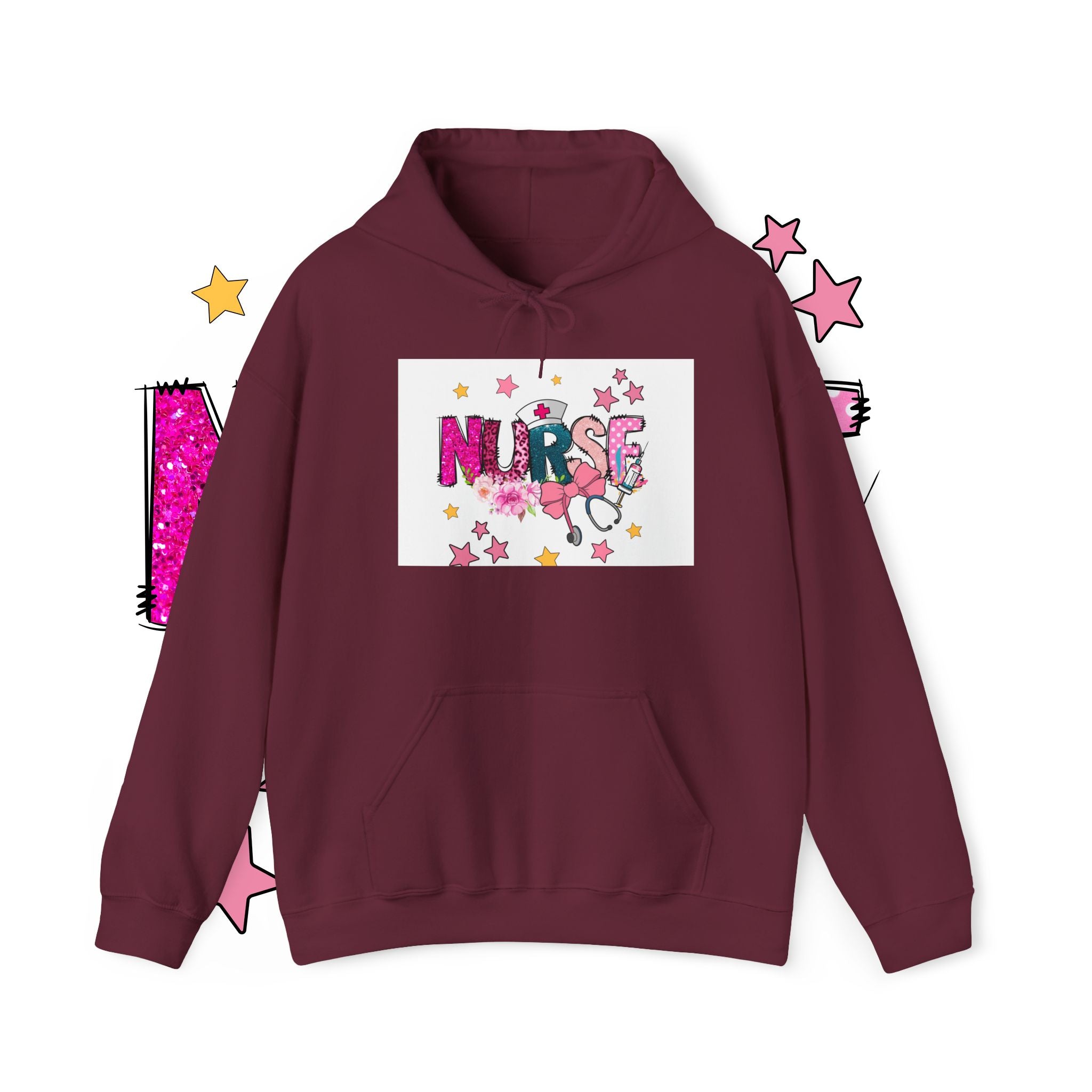 Nurse Stethoscope Stars Hoodie — Cute Floral Nursing Appreciation Gift