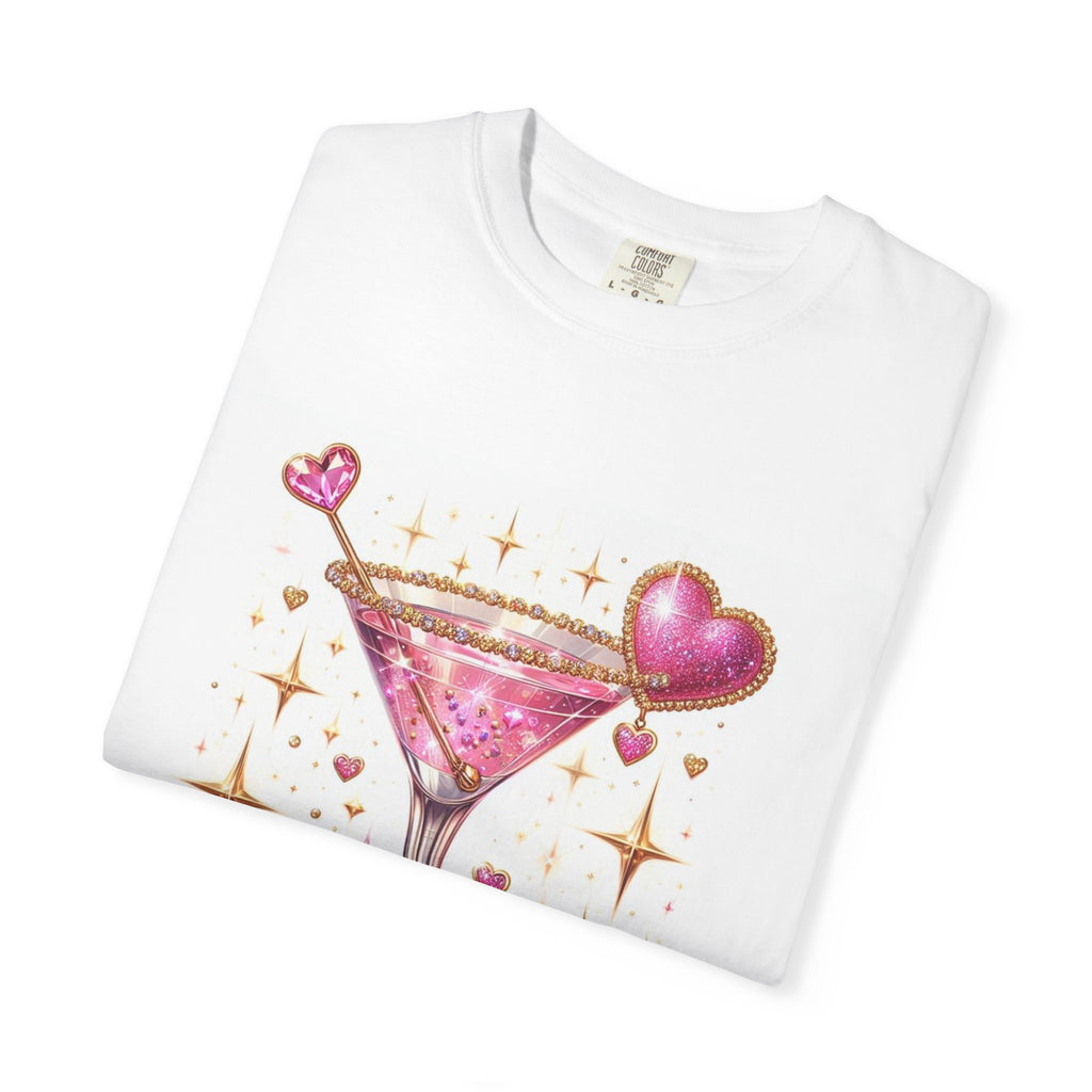 Sparkling Pink Martini T-Shirt — Glitter Cocktail Graphic Tee