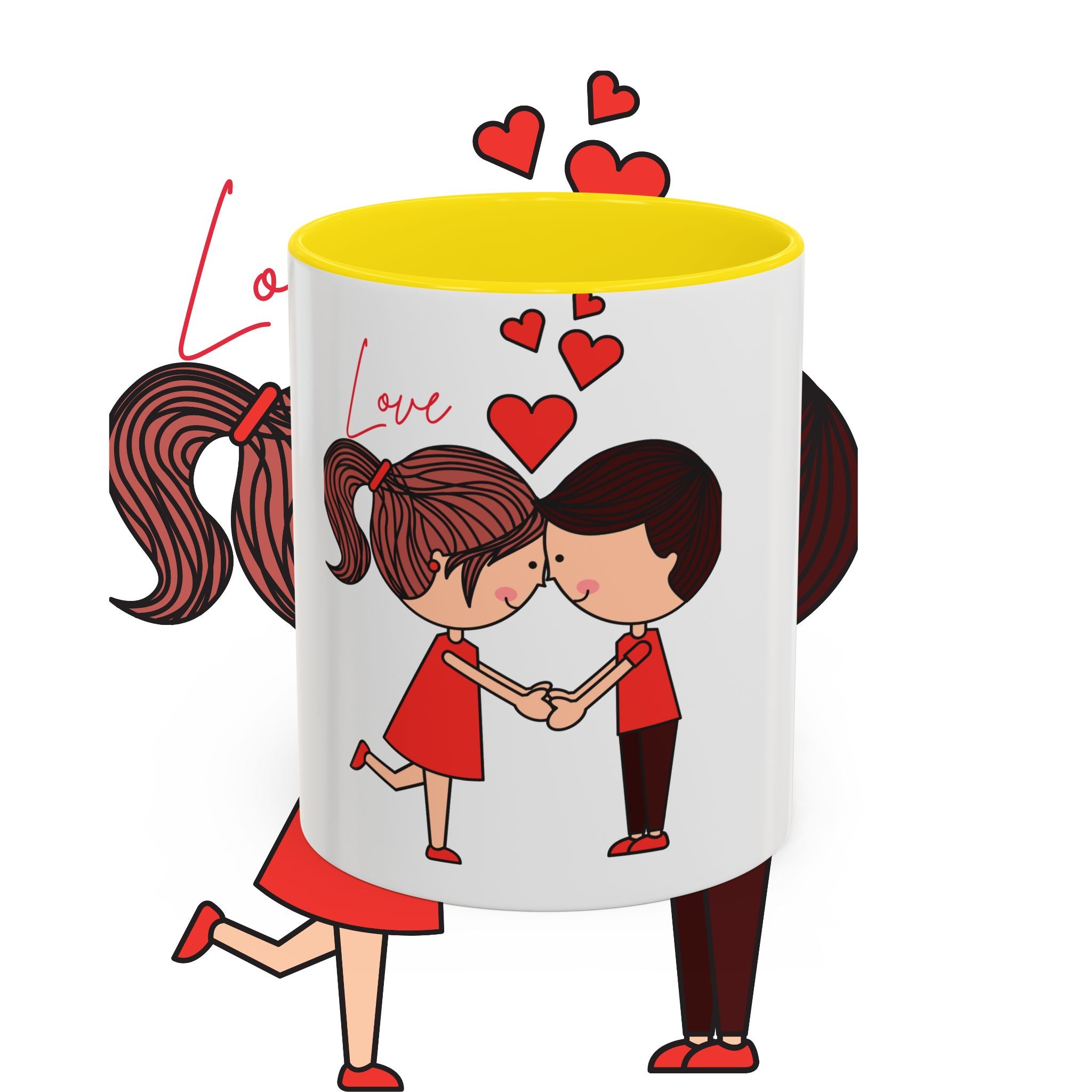 Love Couple Accent Coffee Mug — Cute Romantic Cartoon Mug (11/15oz)