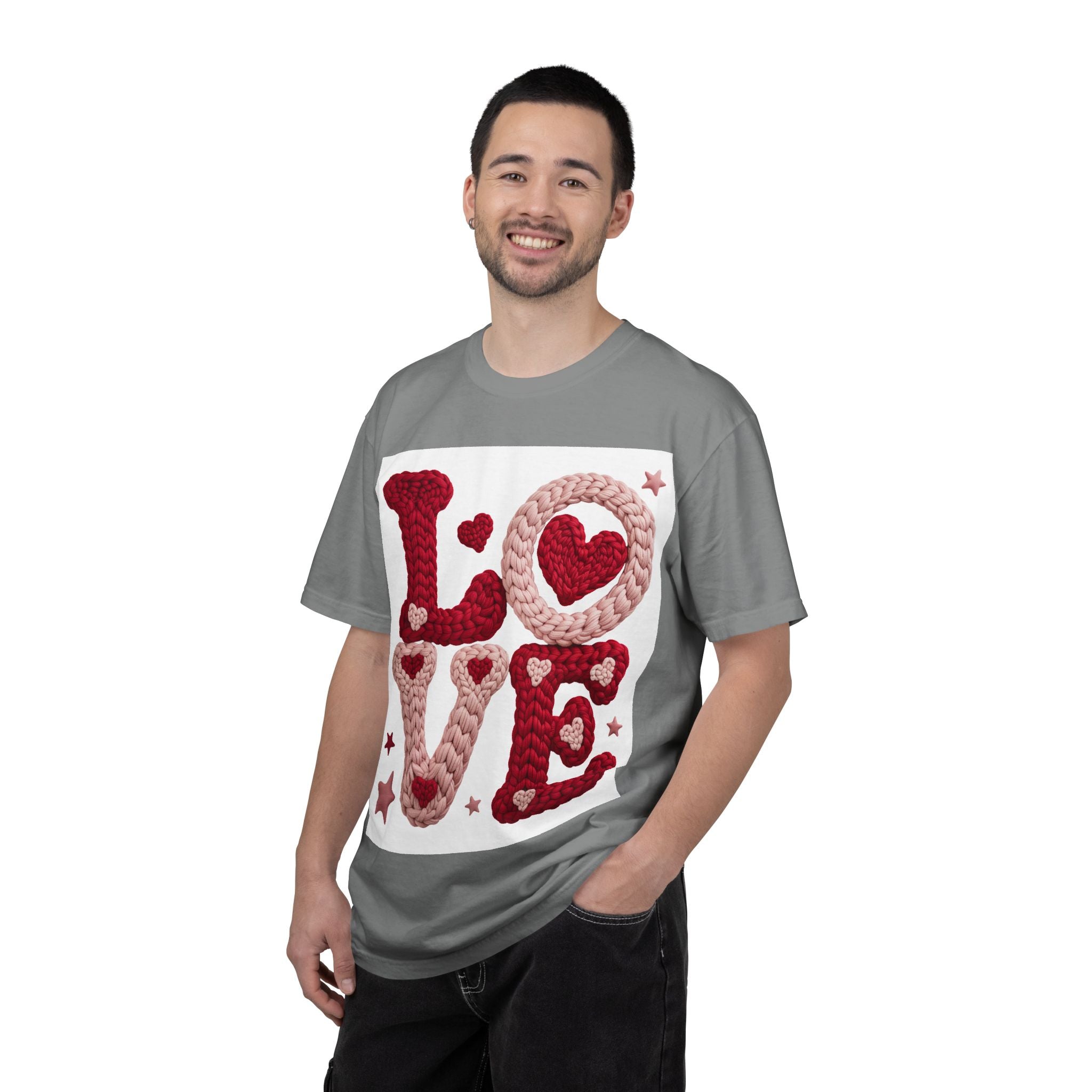 Love Knit Graphic T-Shirt — Valentine’s Day Heart Design