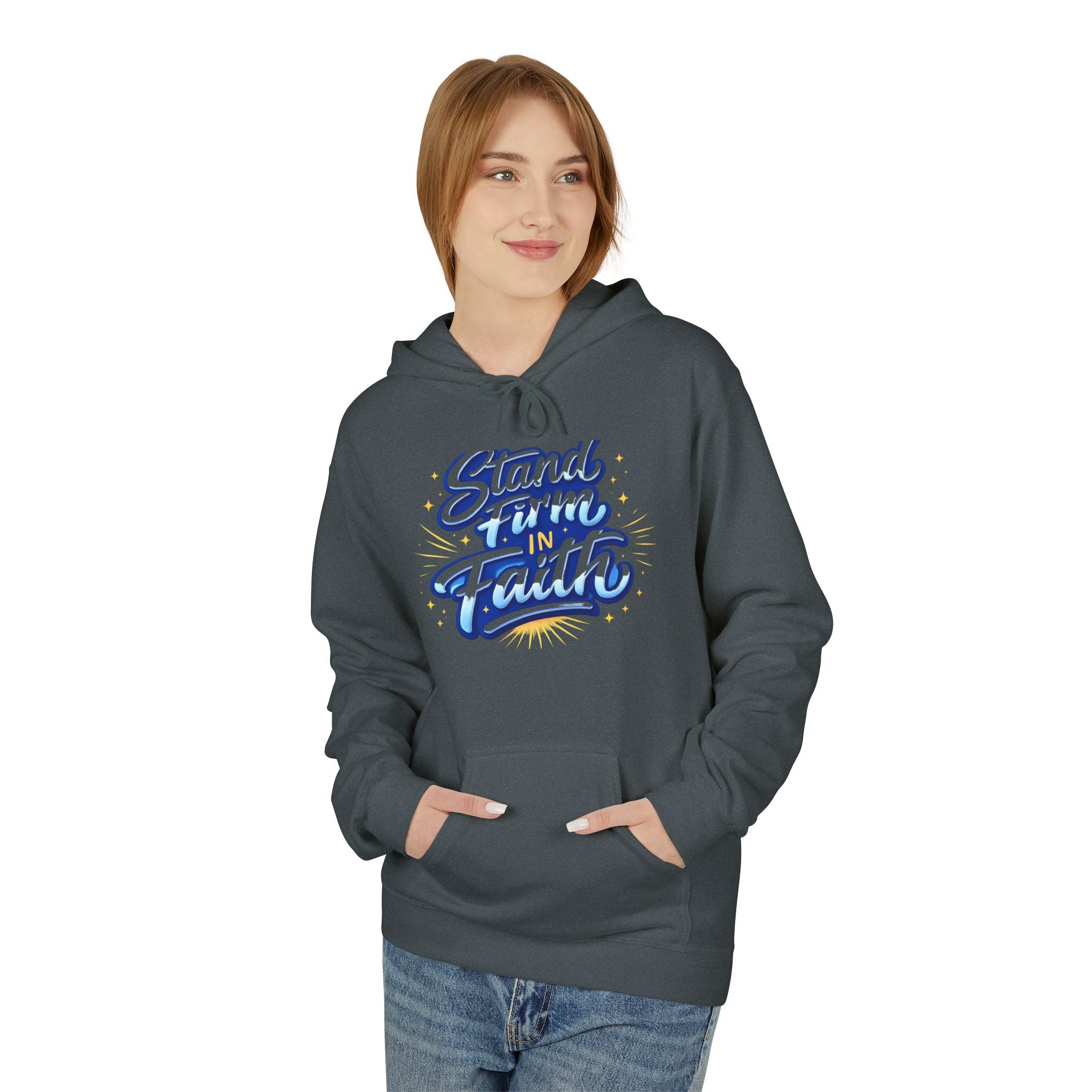 Stand Firm Faith Hoodie — Inspirational Christian Script Pullover