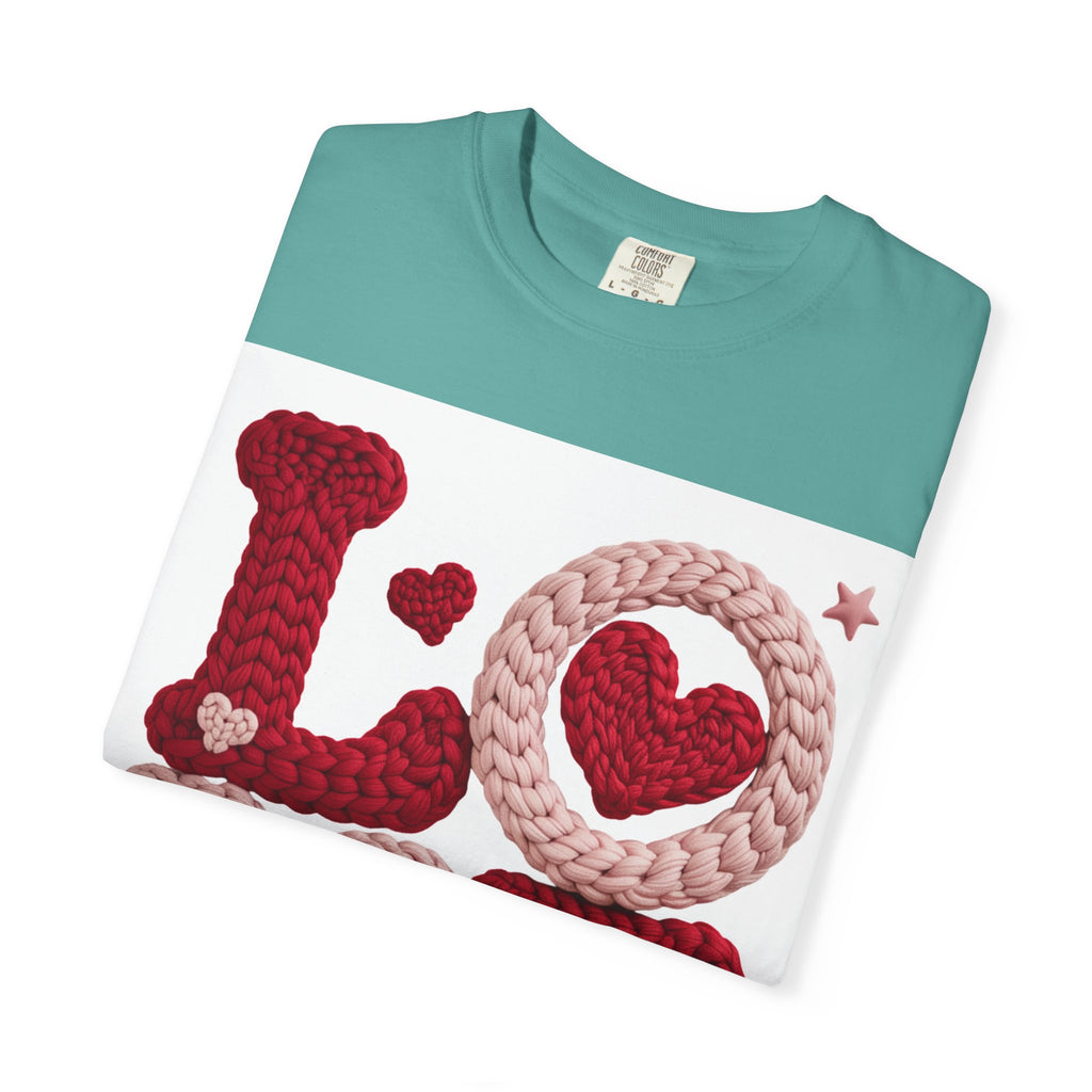 Love Knit Graphic T-Shirt — Valentine’s Day Heart Design