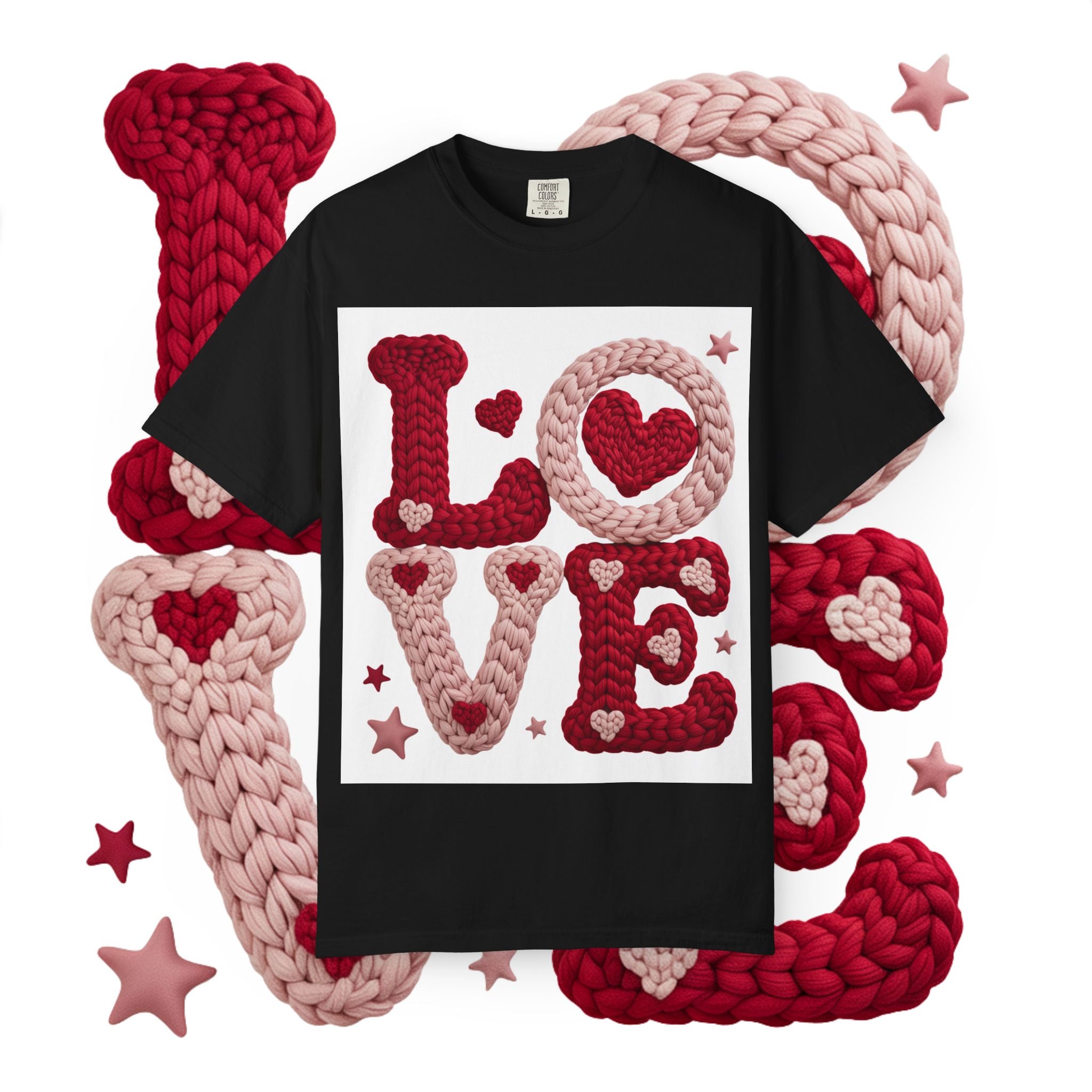 Love Knit Graphic T-Shirt — Valentine’s Day Heart Design