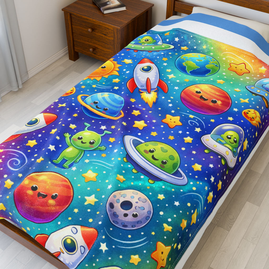Plush Blanket — Colorful Bubble Galaxy Design Velveteen Throw
