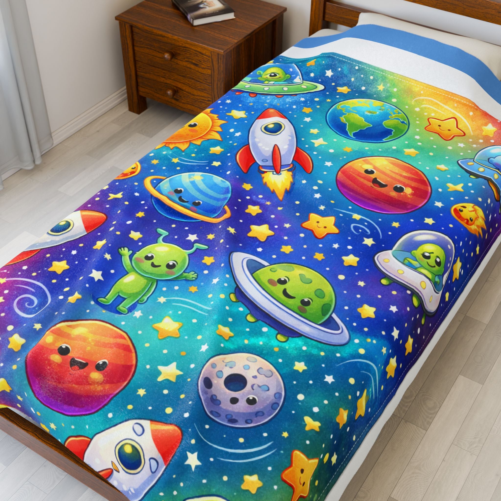 Plush Blanket — Colorful Bubble Galaxy Design Velveteen Throw